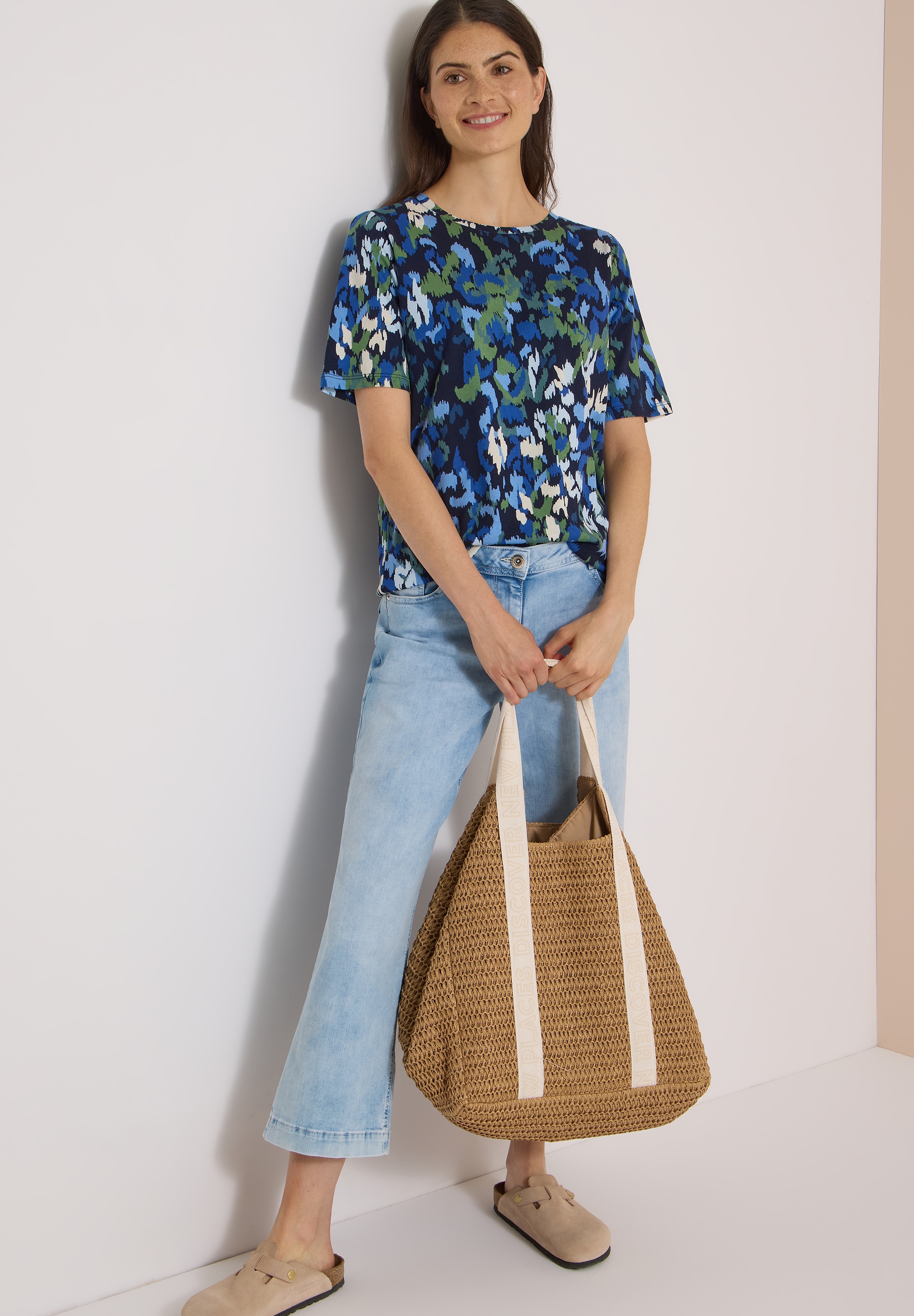 Cecil Kurzarmshirt Sommershirt mit Boat Neck und Print
