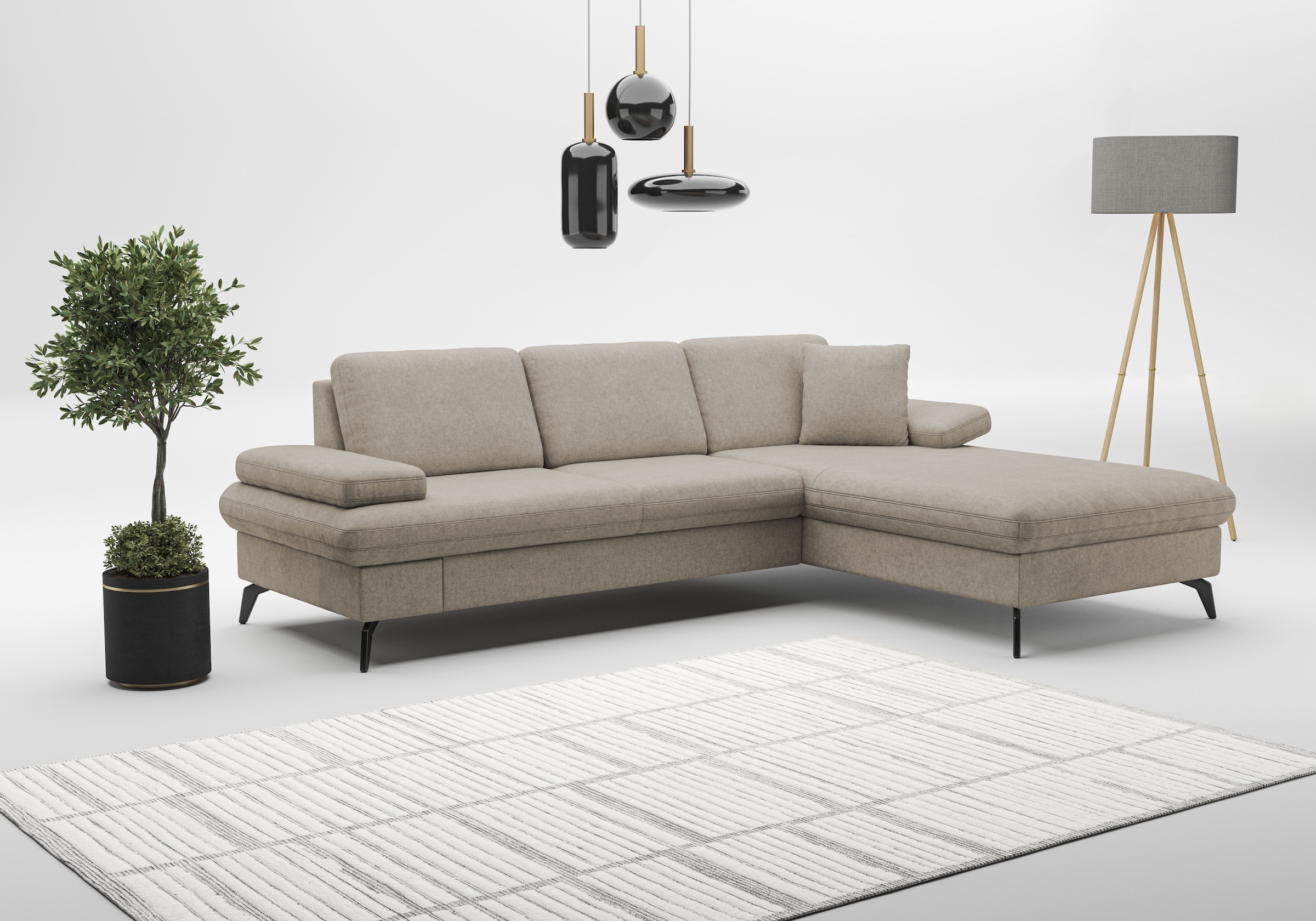 sit&more Ecksofa »Morris Jubi L-Form«, inkl. Armteilfunktion und 1 Zierkissen, wahlweise mit Bettfunktion