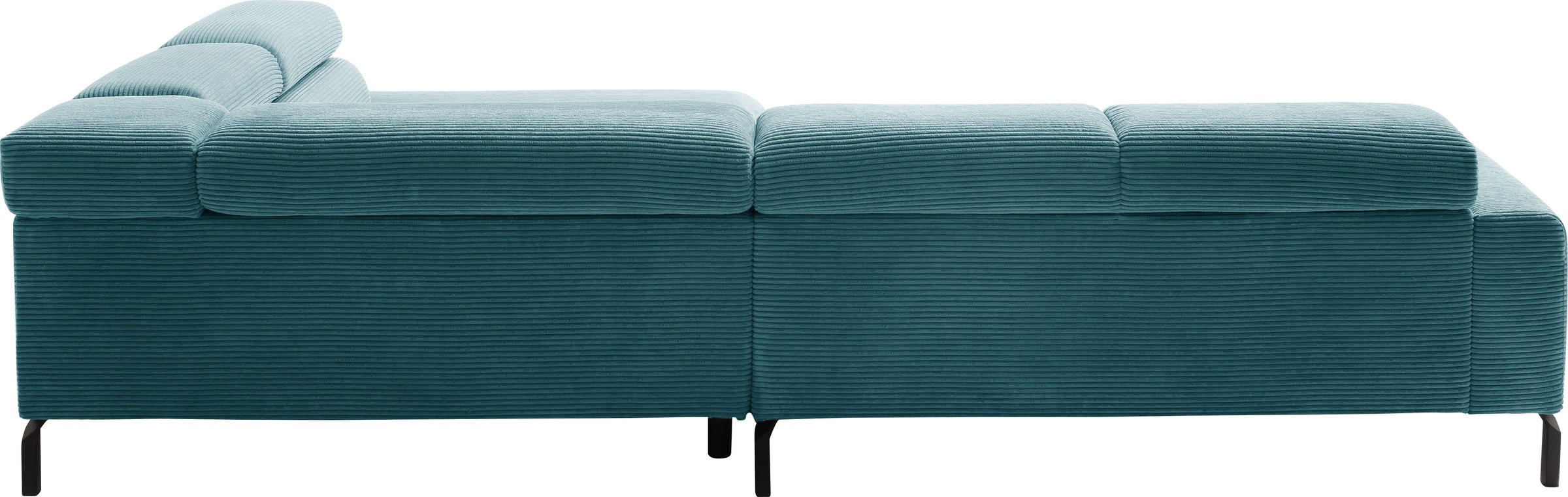 Places of Style Ecksofa »Antonelli, L-Form, inkl. Kopfteilverstellung, Breite 312 cm«, ohne Sitztiefenverstellung, in Cord, petrol