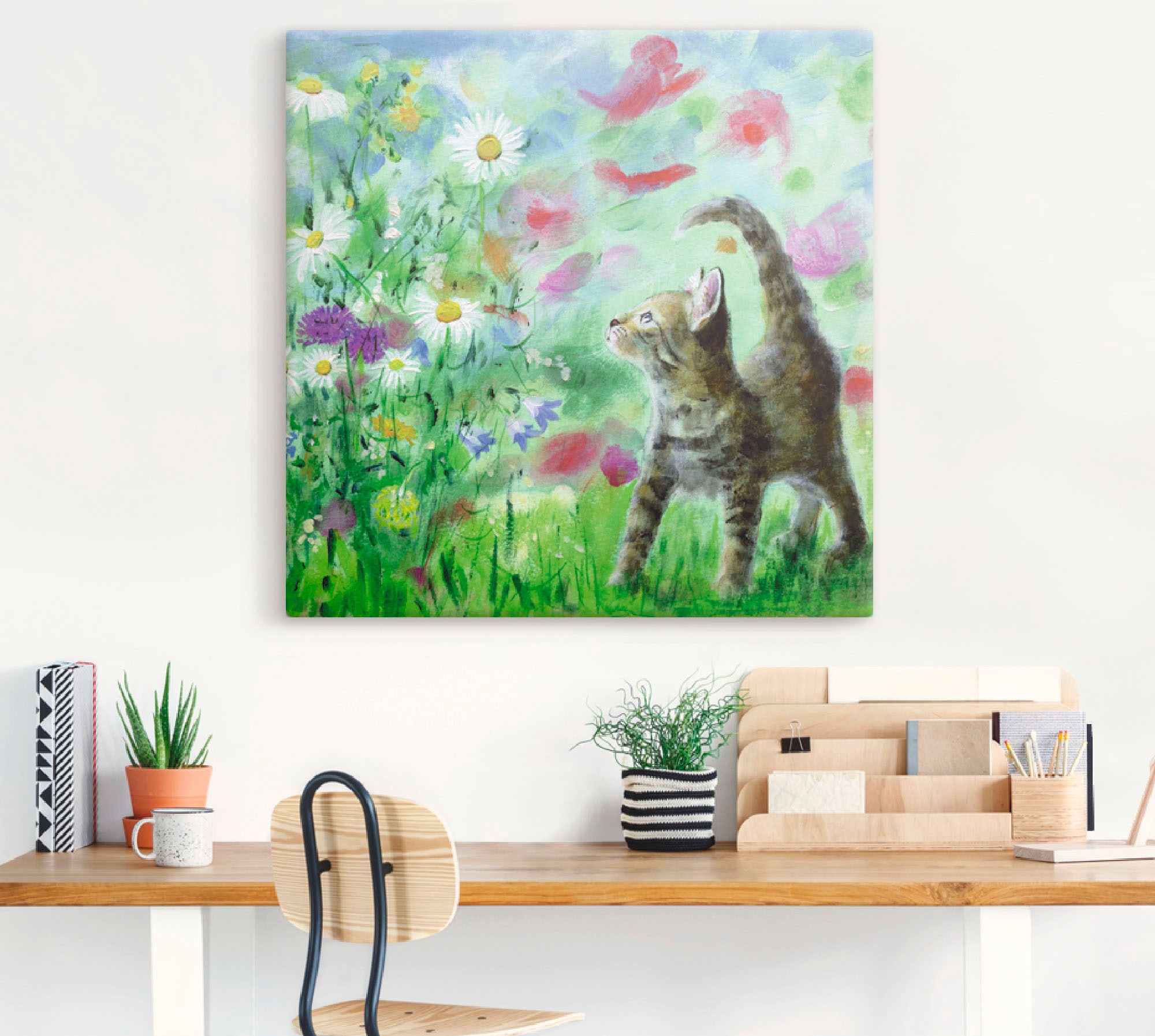 Artland Wandbild »Sommerwiese mit Kätzchen«, Haustiere, (1 St.), als Leinwandbild, Poster, Wandaufkleber in verschied. Größen