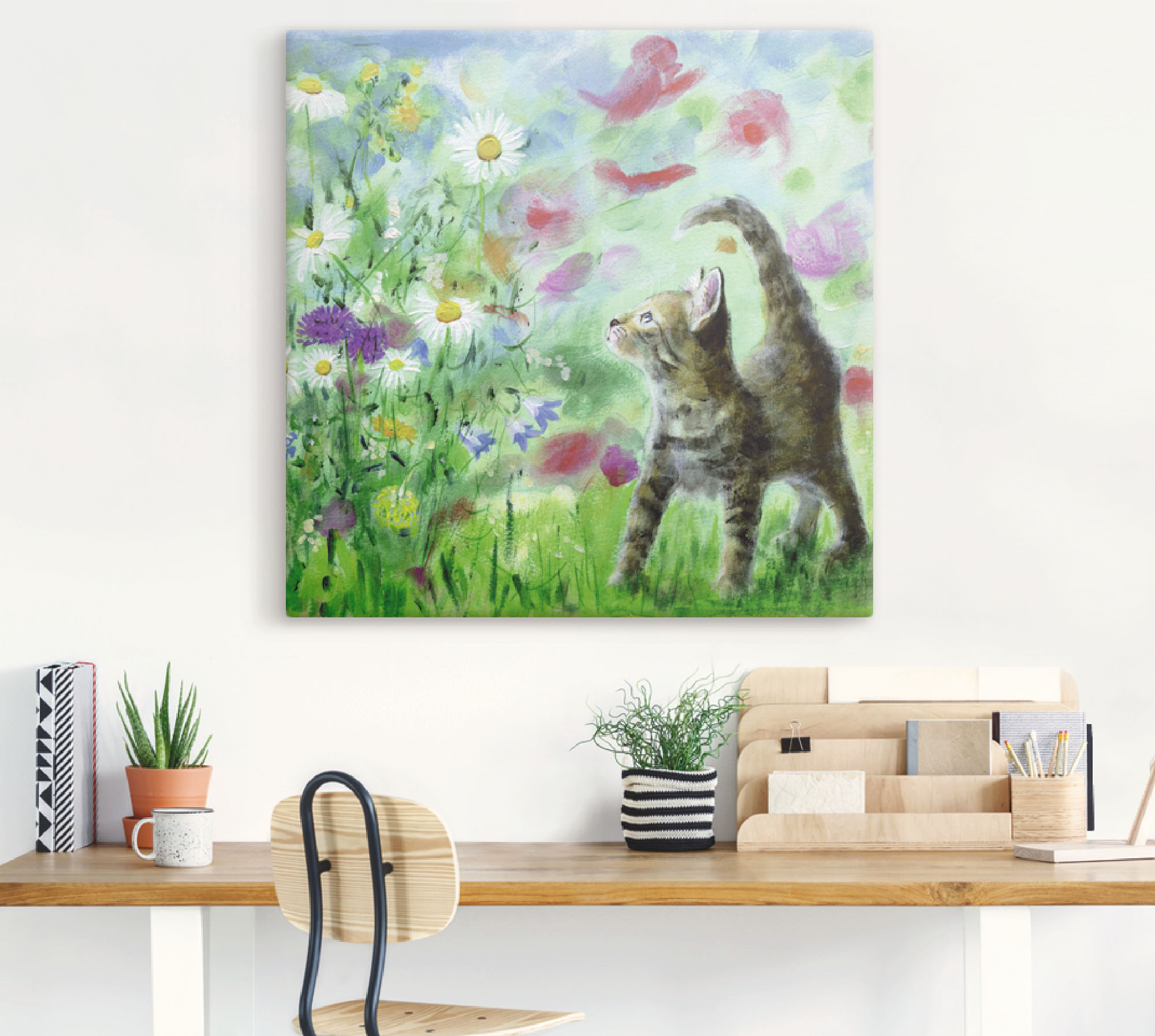 Thumbnail - Artland Wandbild "Sommerwiese mit Kätzchen", Haustiere, (1 St.), als Leinwandbild, Poster, Wandaufkleber in verschied. G...