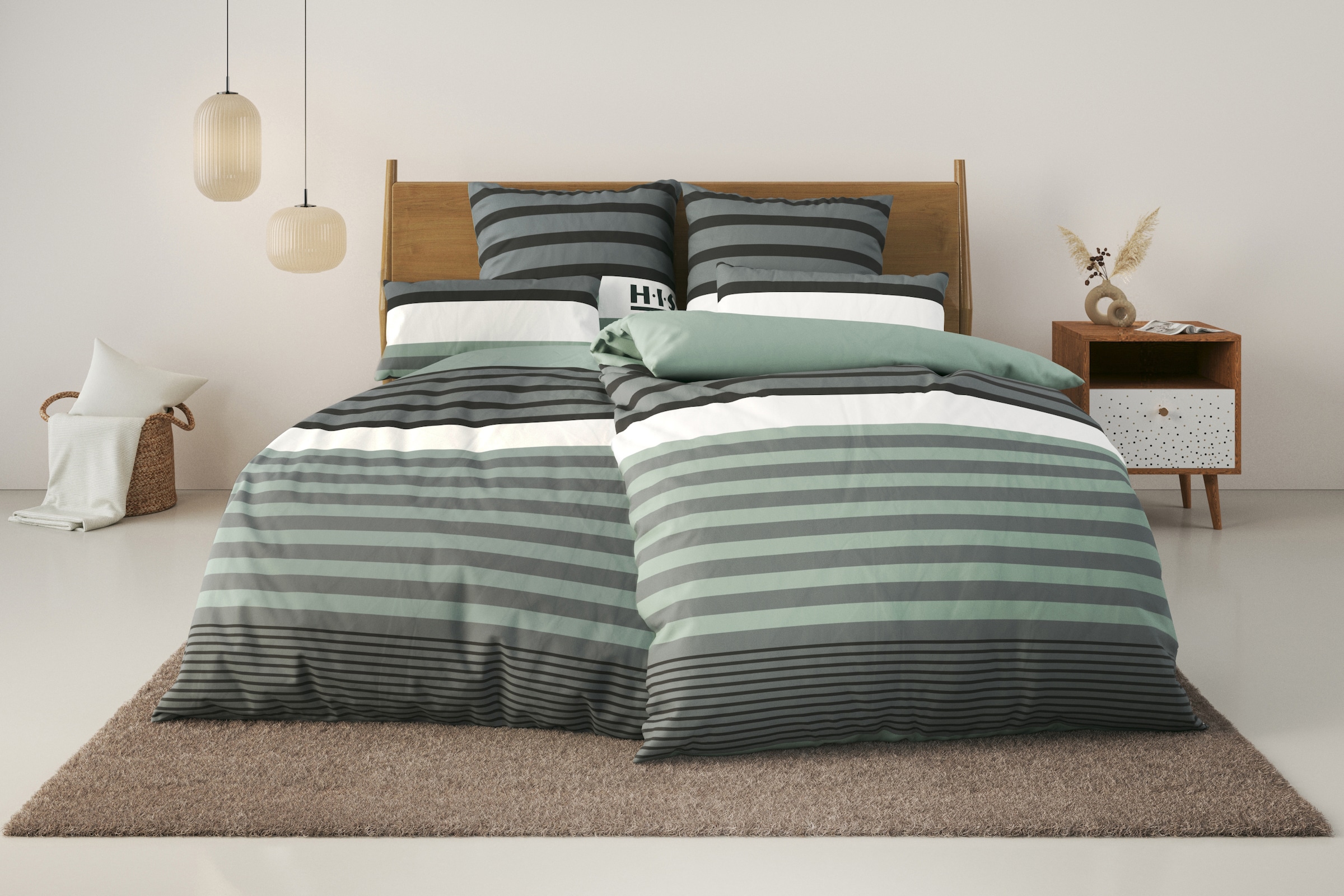 H.I.S Bettwäsche "Majoran" 2 gestreifte Bettwäsche in verschiedenen Qualitä günstig online kaufen