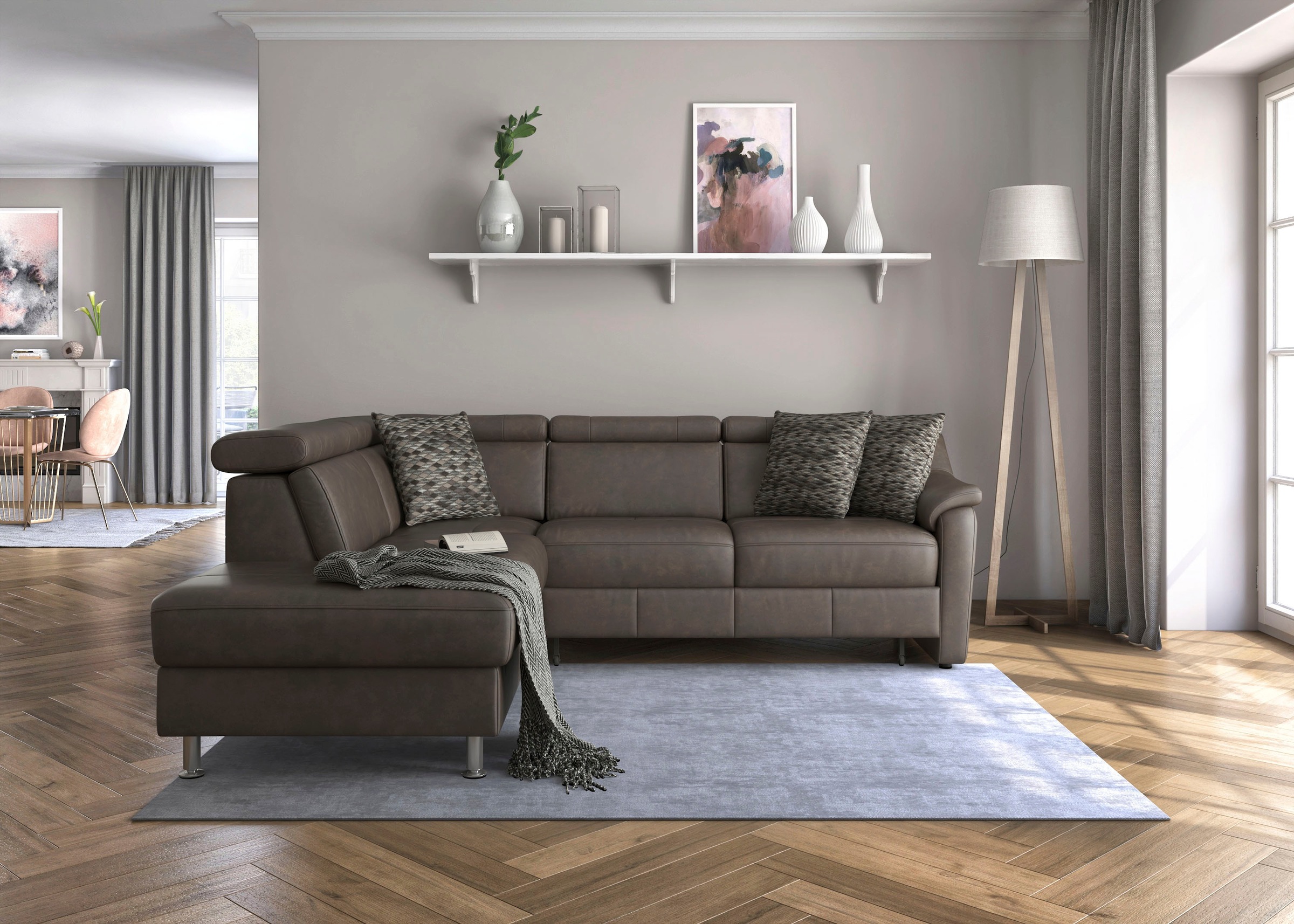 Thumbnail - sit&more Ecksofa "Freetown L-Form" inklusive Kopfteilverstellung und komfortablem Federkern