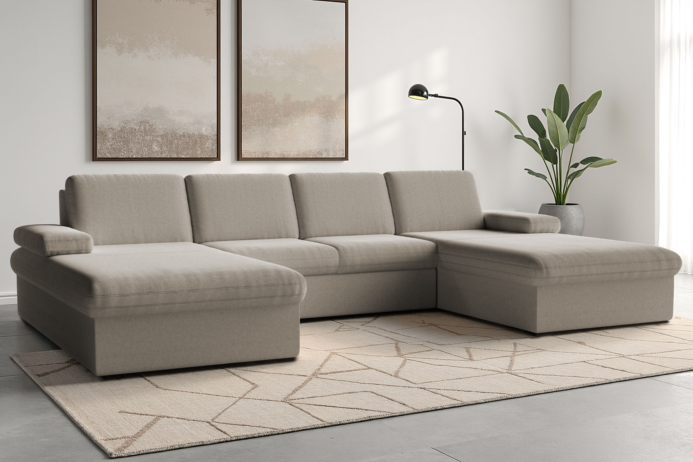 sit&more Wohnlandschaft "Moreno U-Form, B: 309 cm" mit Armteilverstellung, optional Schlaffunktion