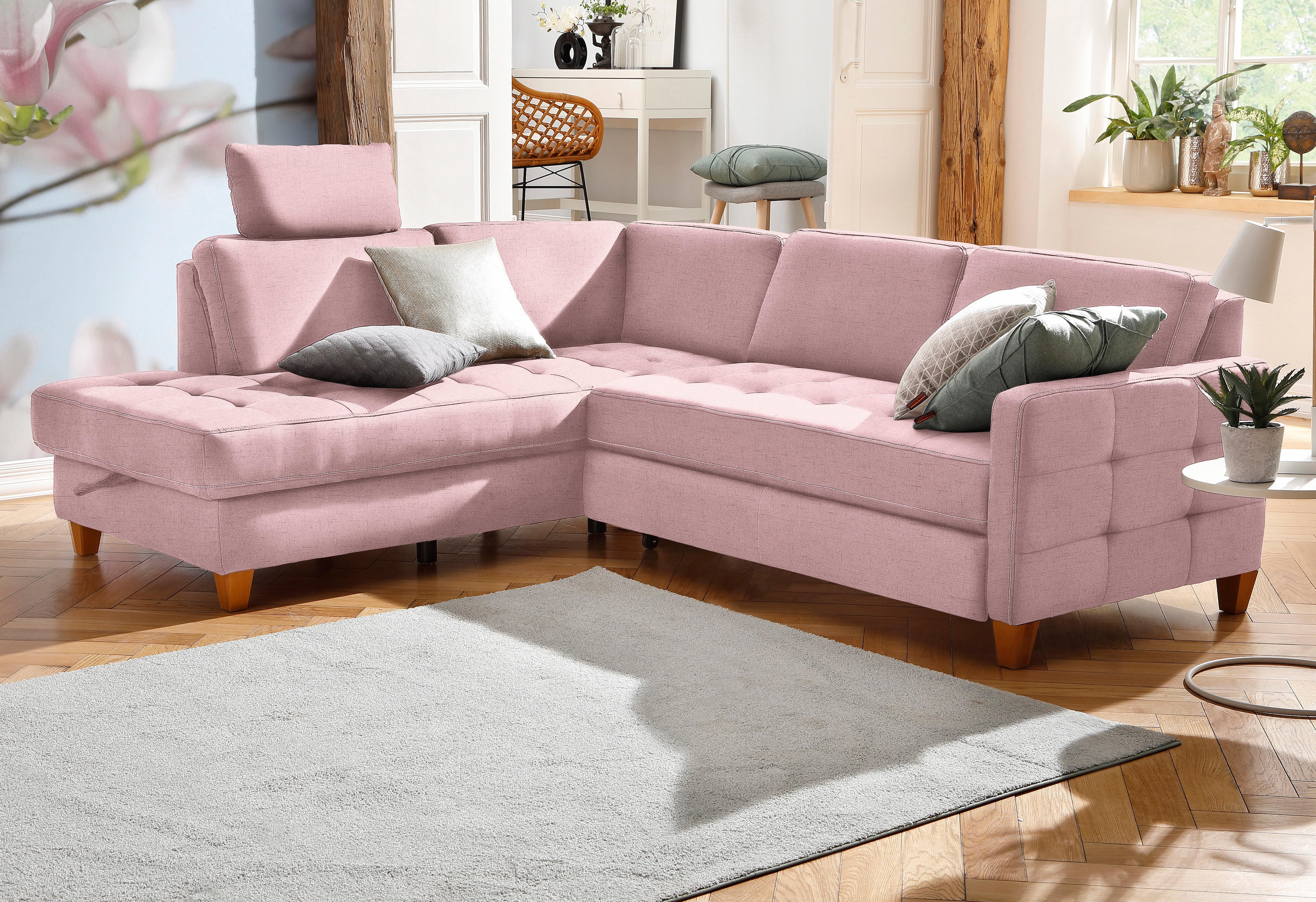 Home affaire Ecksofa "Earl L-Form" wahlweise auch mit Schlaffunktion oder Schlaffunktion mit Bettkasten