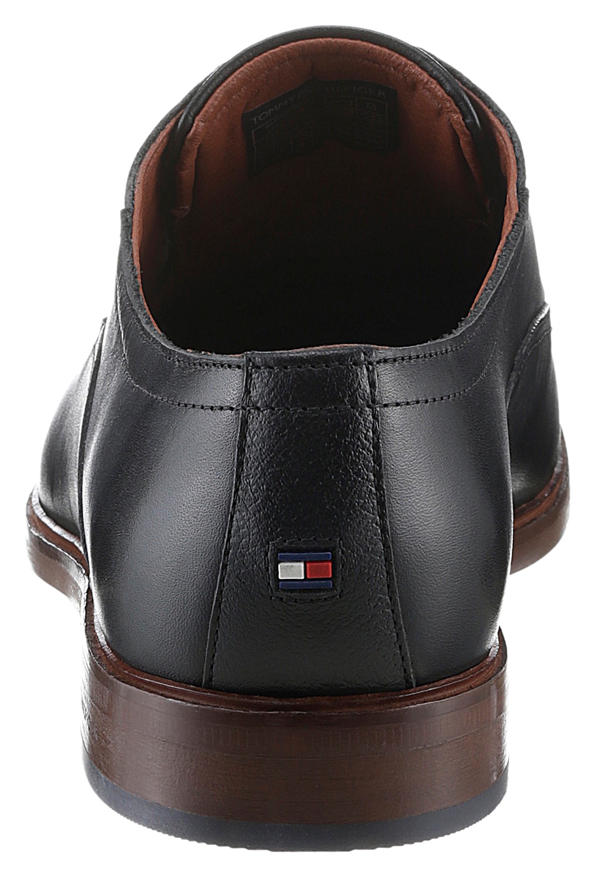 Tommy Hilfiger Schnürschuh »HILFIGER THUNIT LEATHER SHOE«, Blockabsatz, Businessschuh, Festtagsschuh in schmaler Form