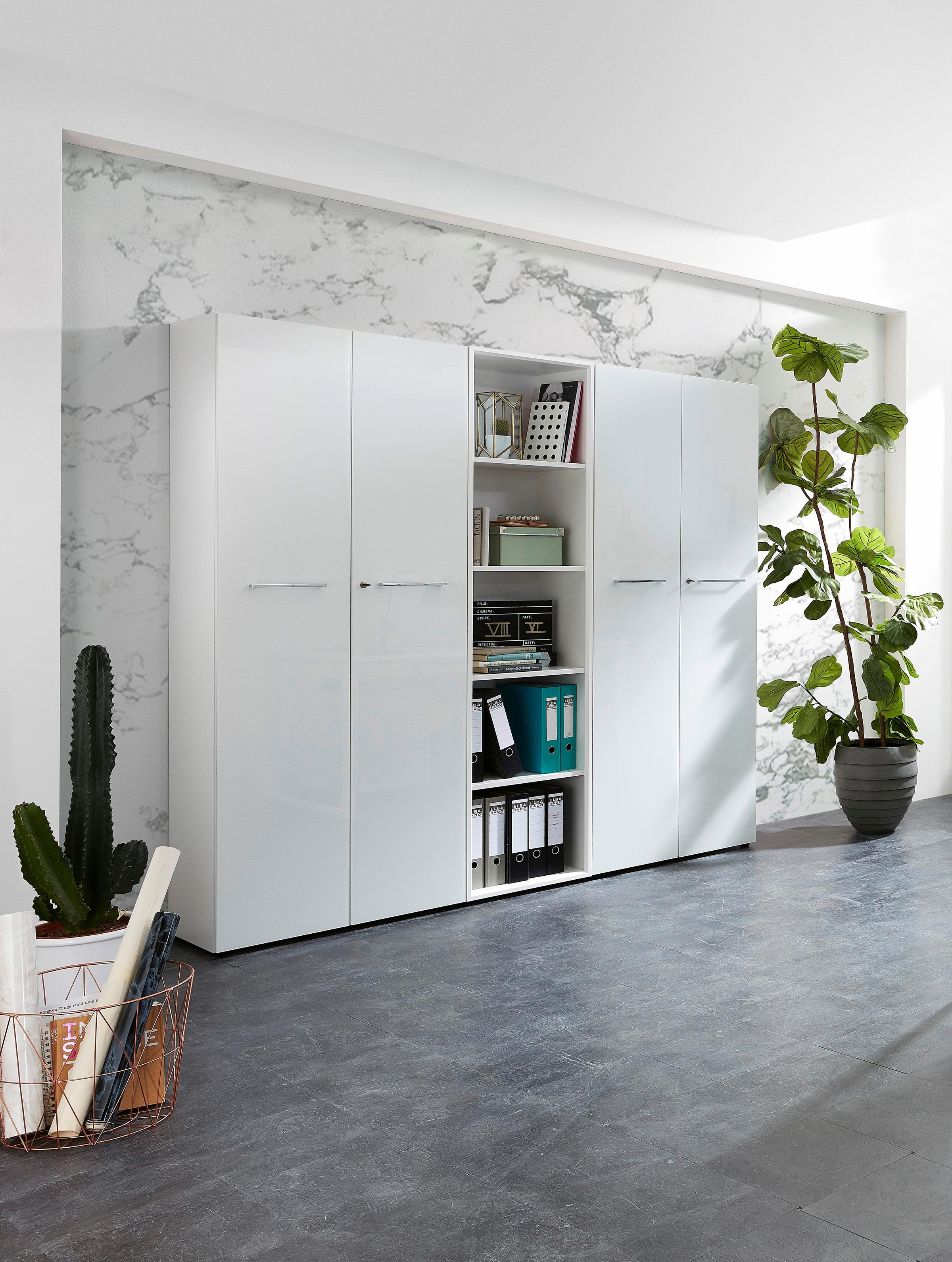 GERMANIA Aktenschrank »GW-Monteria«, (in 2 Höhen), Türen mit Glas-Auflage, abschließbar, Breite 80 cm, Made in Germany