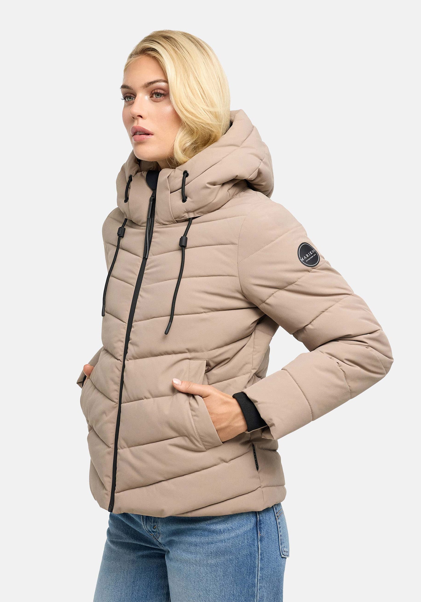 Marikoo Winterjacke »Nobiruu« mit Kapuze Winterjacke mit Kapuze und diagonaler Steppoptik