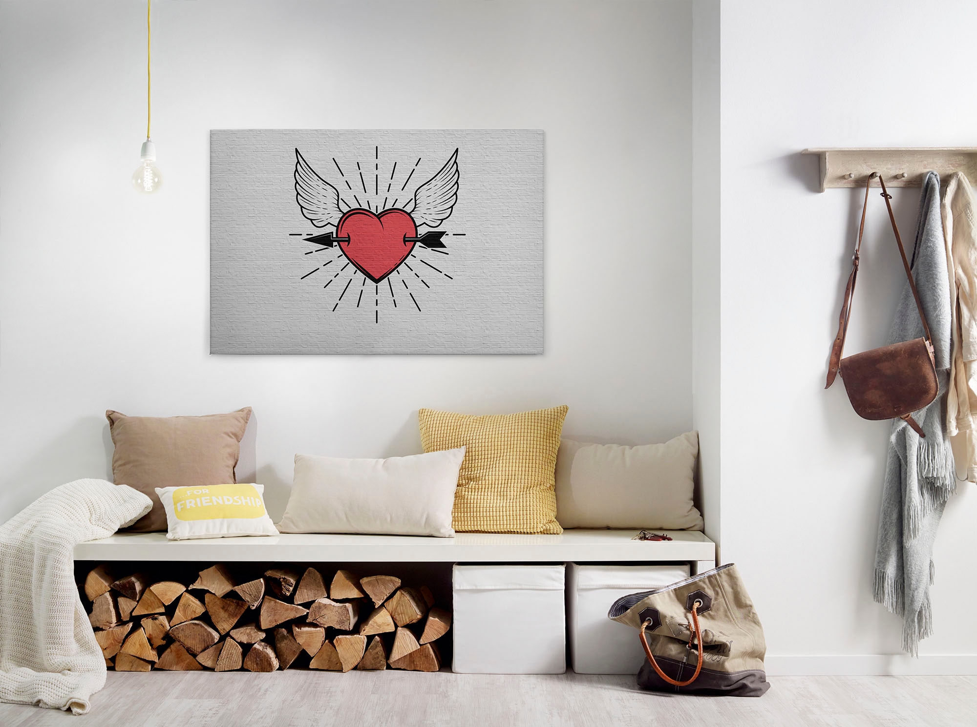 A.S. Création Leinwandbild "tattoo you" Kunst Modern 1 Stk. tlg. Keilrahmen Bild Herz Leinwand-Bild Wohnzimmer modern Wandbild Kinder