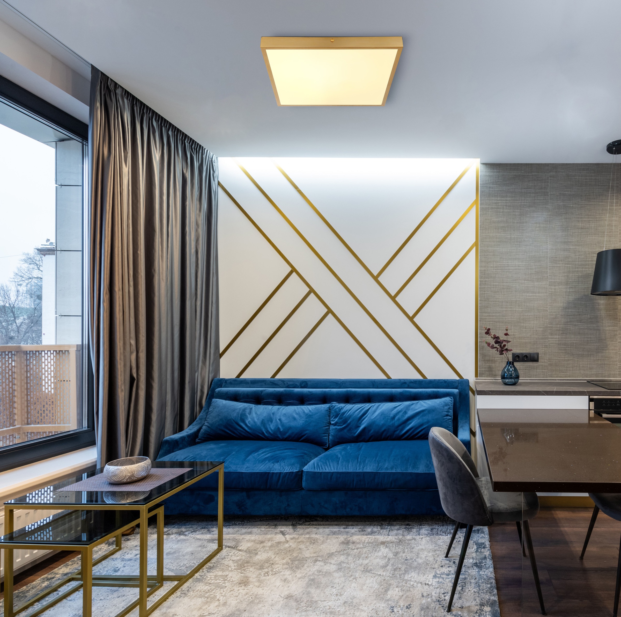 GLOBO LIGHTING LED Deckenleuchte »TIBEY«, Leuchtmittel LED-Modul | LED fest integriert, Deckenlampe / Wohnbereich / Arbeitszimmer / messingfarben/ quadratisch