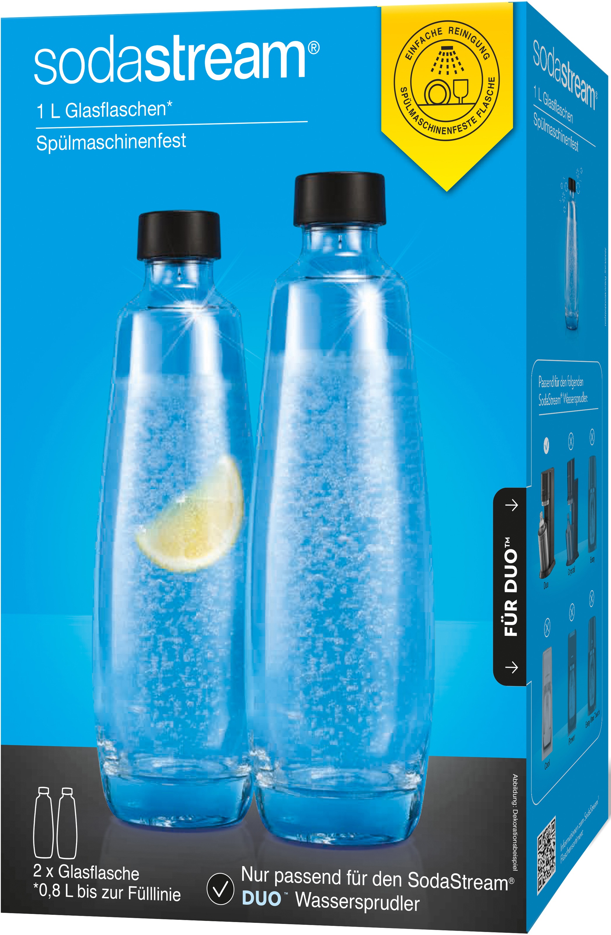 SodaStream Wassersprudler Flasche "DuoPack" 1L Glasflache, Ersatzflaschen F günstig online kaufen