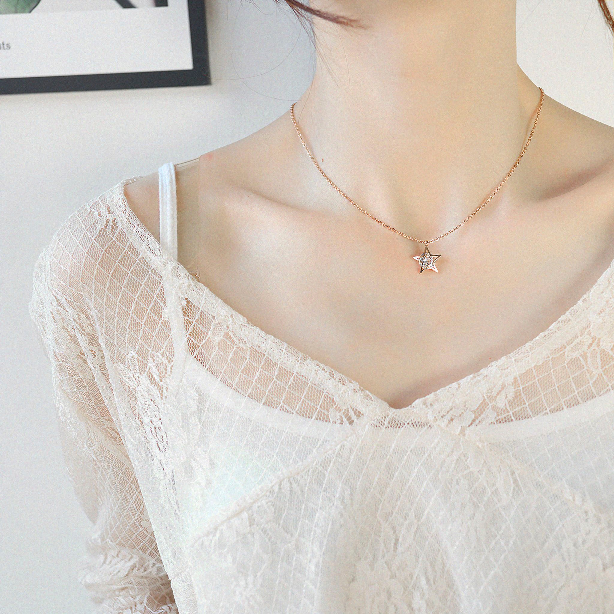 Firetti Kette mit Anhänger »Schmuck Geschenk Edelstahl Halsschmuck Halskette Ankerkette Stern«, mit Zirkonia (synth.)