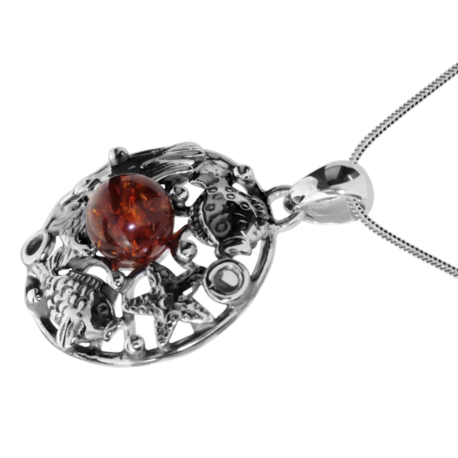 OSTSEE-SCHMUCK Kette mit Anhänger »- Fischland 34x24 mm - Silber 925/000 - Bernstein«