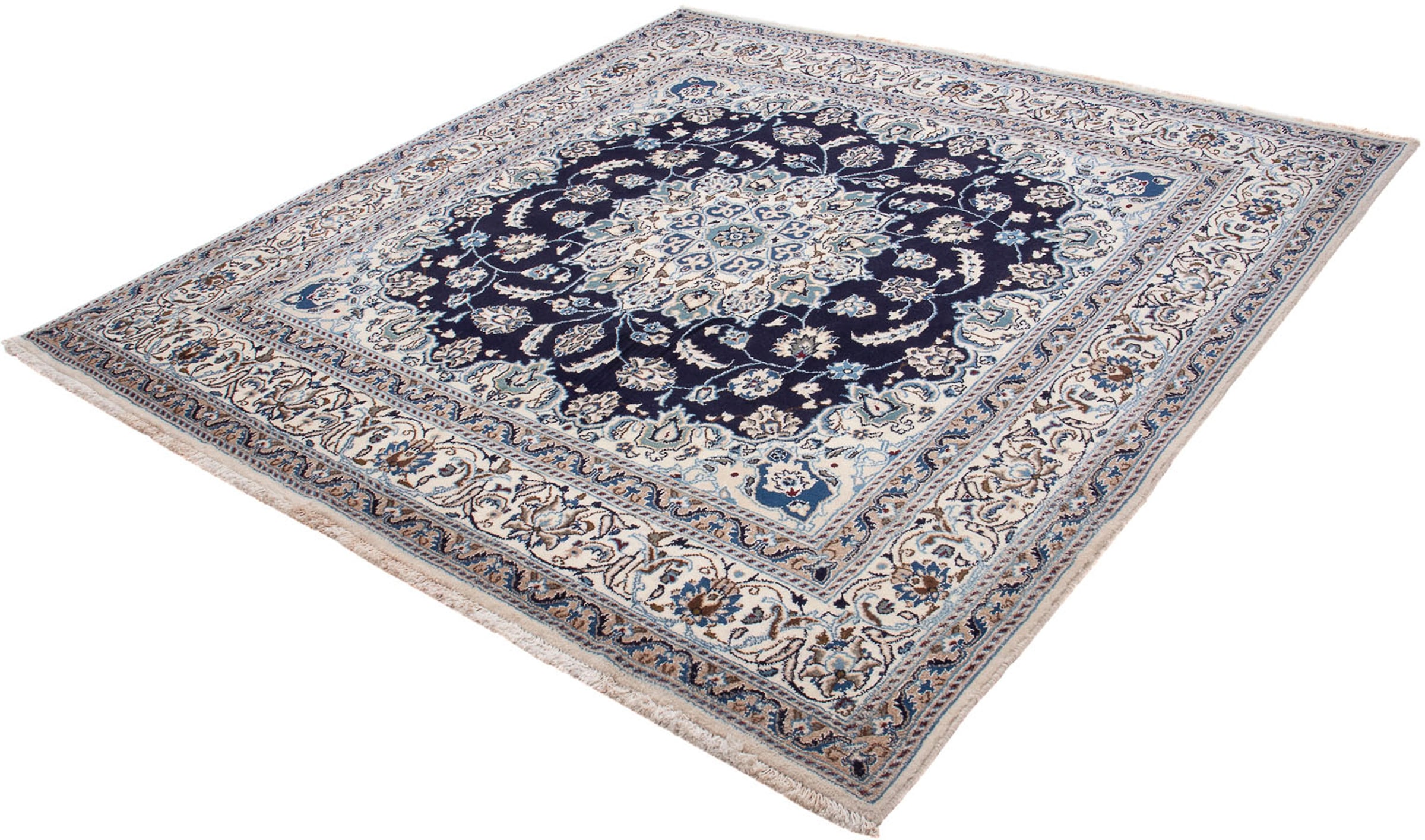 morgenland Orientteppich "Perser - Nain quadratisch - 207 x 198 cm - dunkelblau", quadratisch, 10 mm Höhe, Wohnzimmer, H