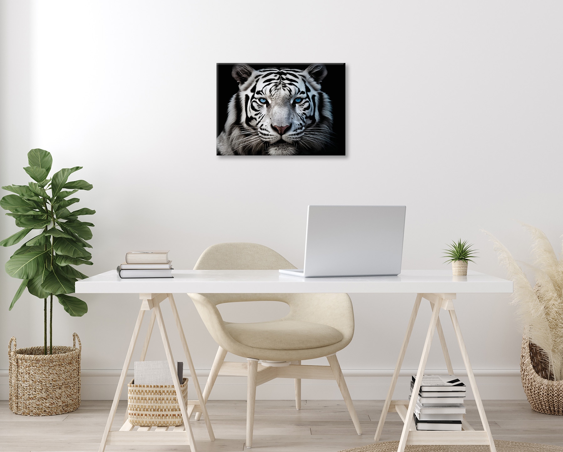 Bönninghoff Leinwandbild »Wandbild WEISSER TIGER 46x61 cm – Leinwandbild Keilrahmen Deko modern« Raubkatzen | Tiere | Tiger | Wildtiere 1 Stk. tlg. auf Keilrahmen gespannt