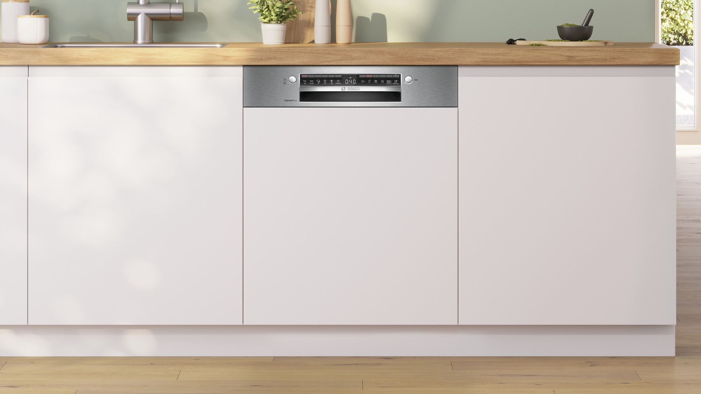 Bosch - Serie 4, Teilintegrierter Geschirrspüler, 60 cm, Gebürsteter Stahl, SMI4EVS08E