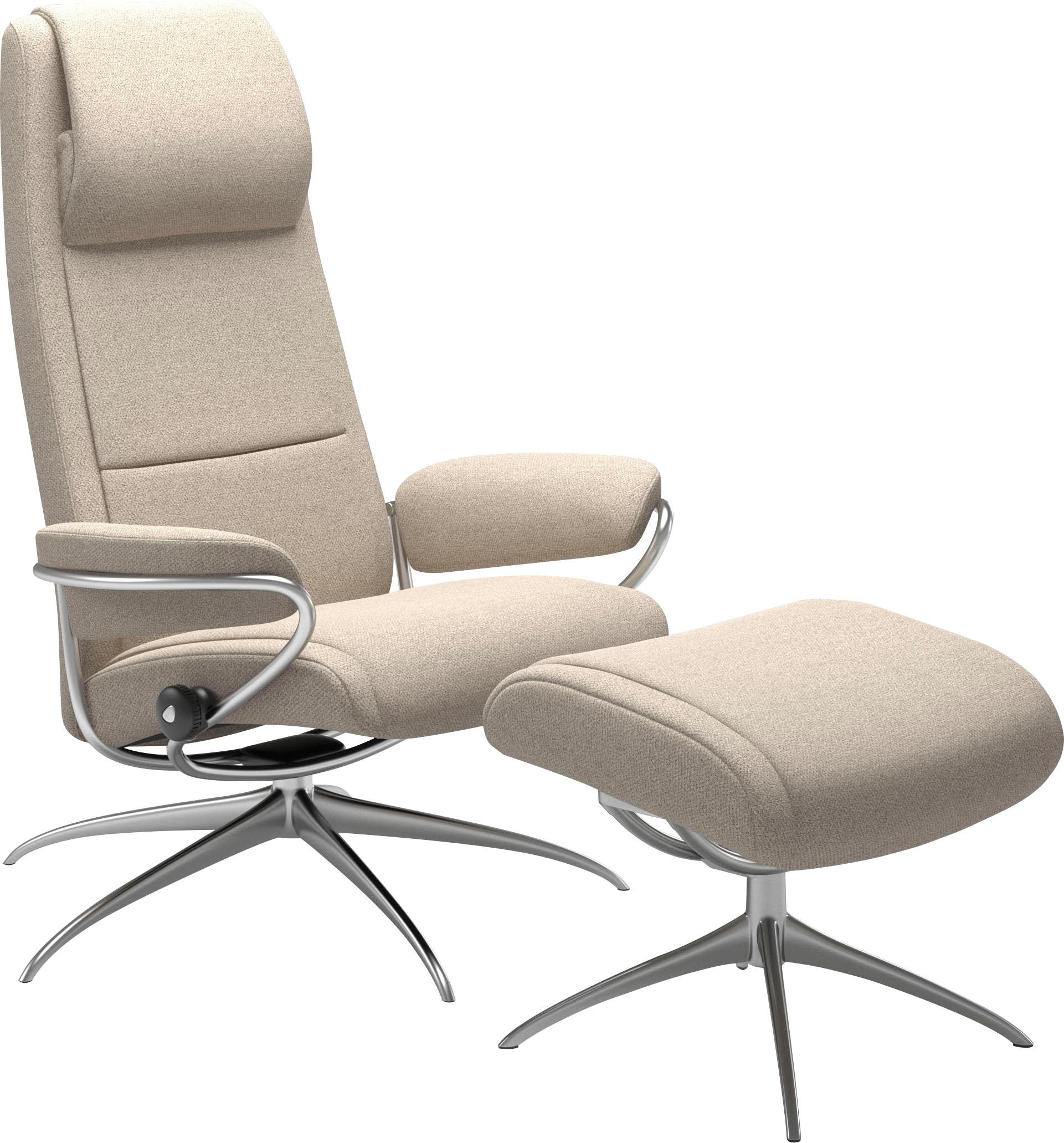 Stressless Relaxsessel "Paris", (Set, Relaxsessel mit Hocker), mit Hocker, High Back, mit Star Base, Gestell Chrom