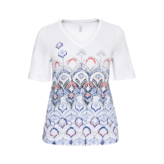 Sheego T-Shirt »Große Größen«, mit Frontdruck und Flügelärmeln für  bestellen | BAUR