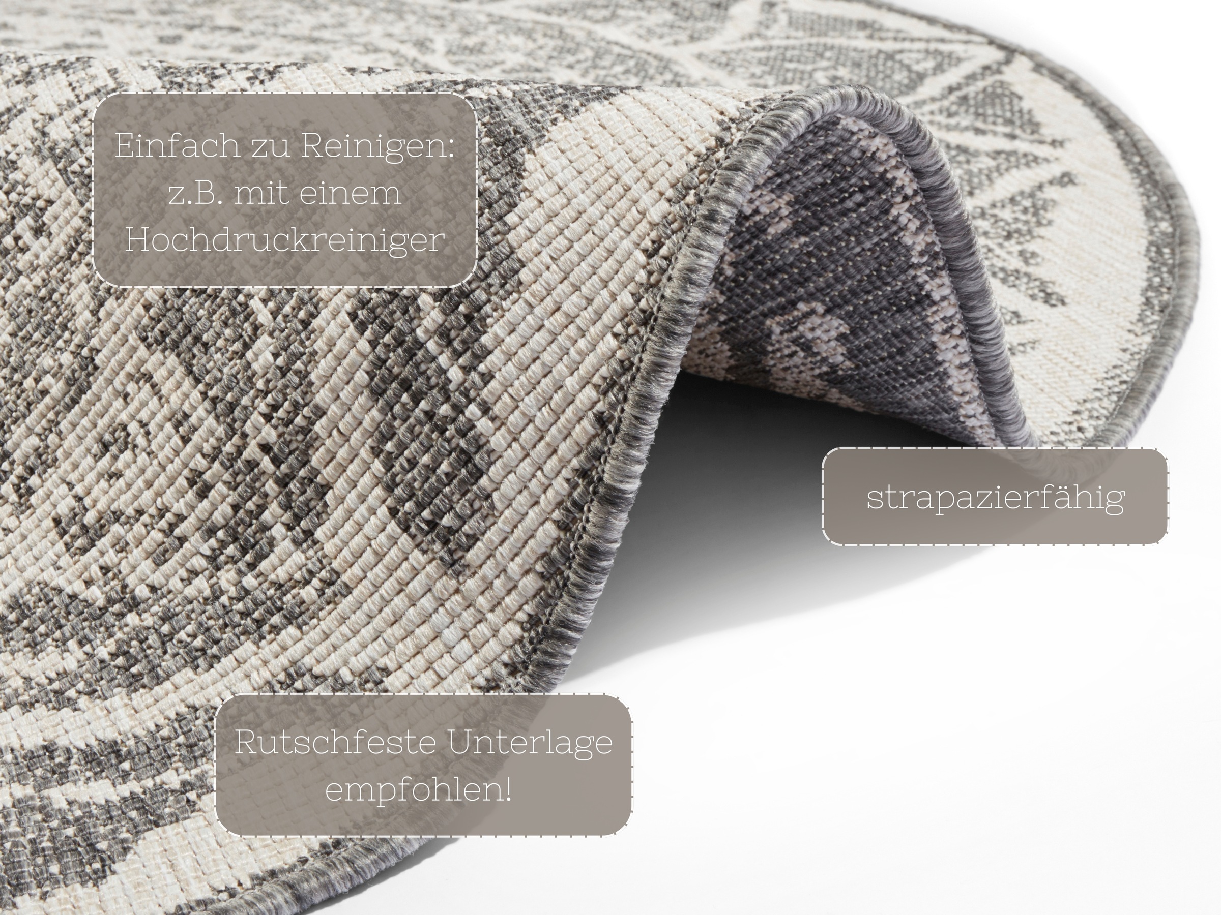 NORTHRUGS Teppich »Siruma Wendeteppich«, rund, 5 mm Höhe, In- & Outdoor, beidseitig, Orientalisch, Teppich, Garten, Flur