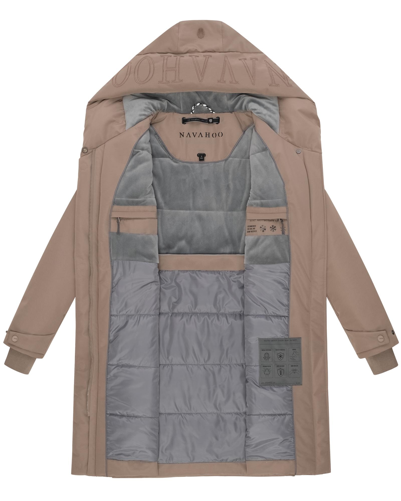 Navahoo Wintermantel »Domingaa 14«, Langer warmer Mantel mit magnetischen Details
