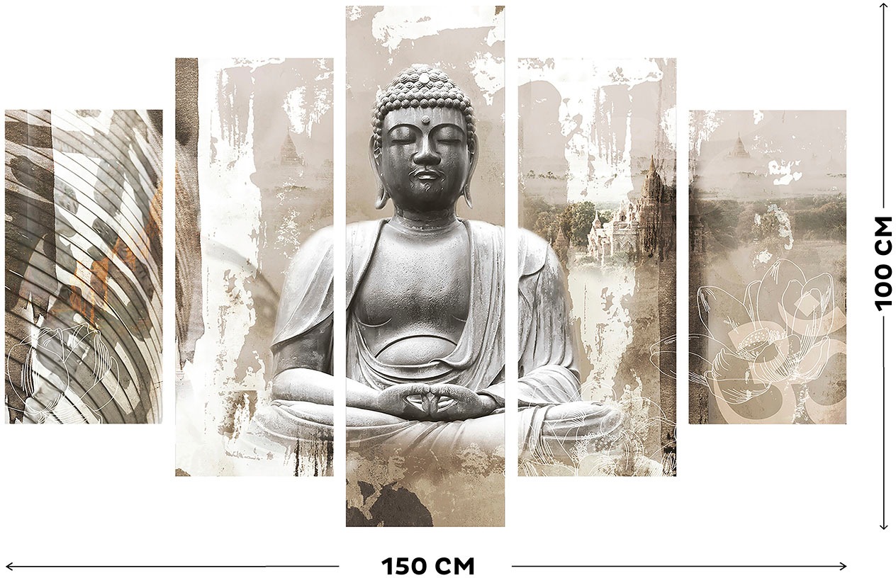 Thumbnail - Art for the home Leinwandbild "Buddha XXL" Buddhismus Natur Zen Set, 5 Stk. tlg. Buddha SET 5-teilig 100x150 cm
