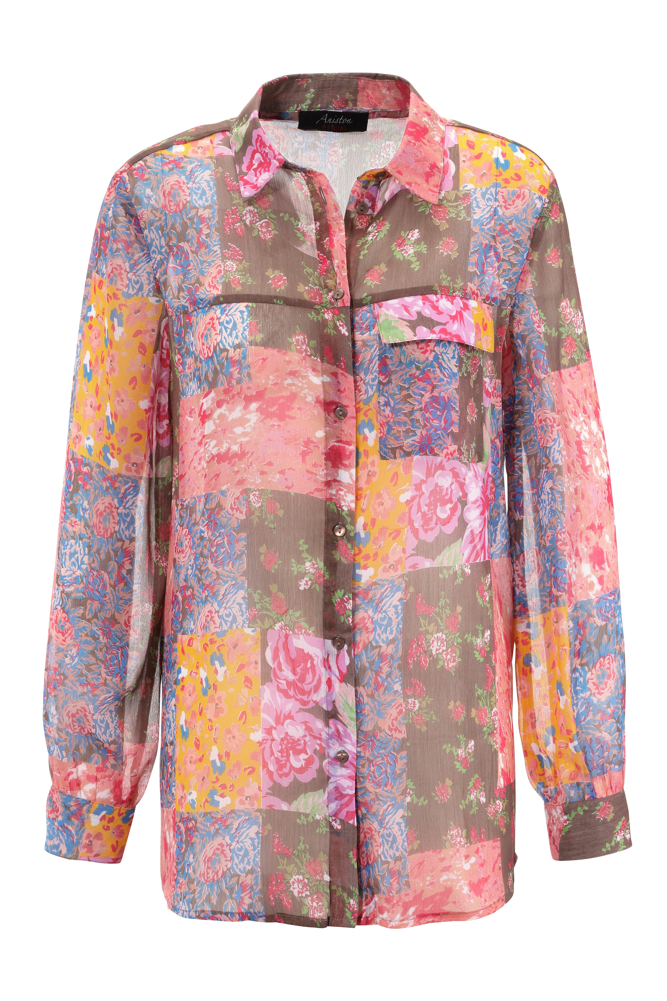 Aniston CASUAL Hemdbluse, mit bunten Blumendrucken im Patch-Dessin  bestellen | BAUR