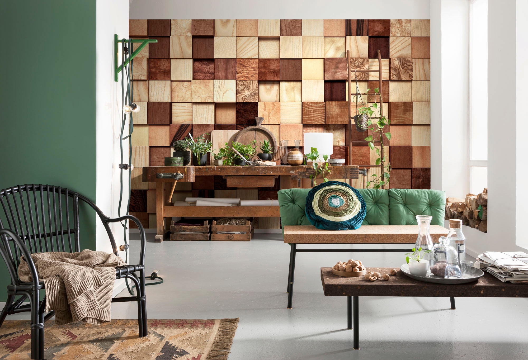 Komar Fototapete »Lumbercheck - Größe 368 x 254 cm«, bedruckt, Wohnzimmer, Schlafzimmer