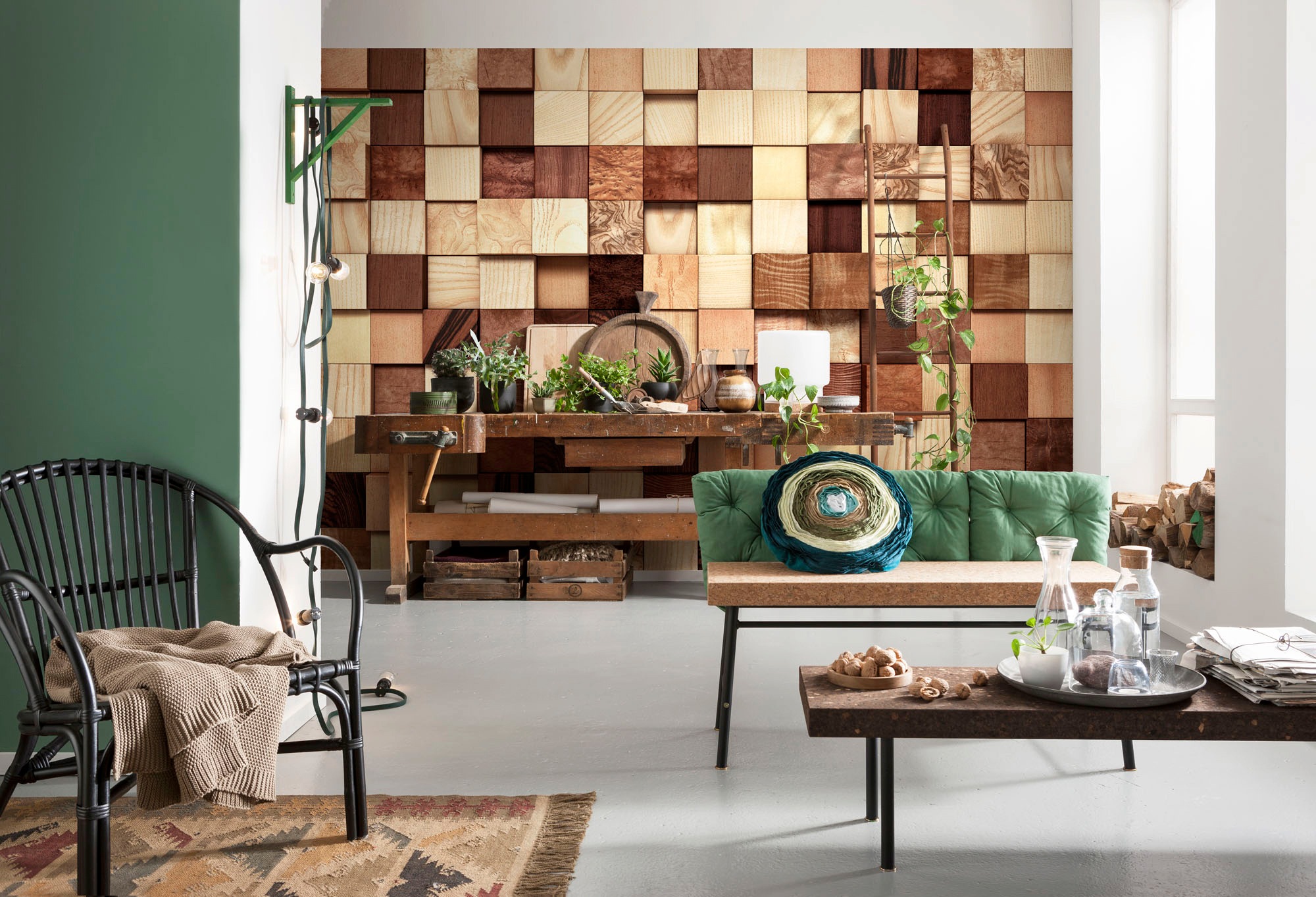 Komar Fototapete "Lumbercheck - Größe 368 x 254 cm" bedruckt glatt Wohnzimmer, Schlafzimmer