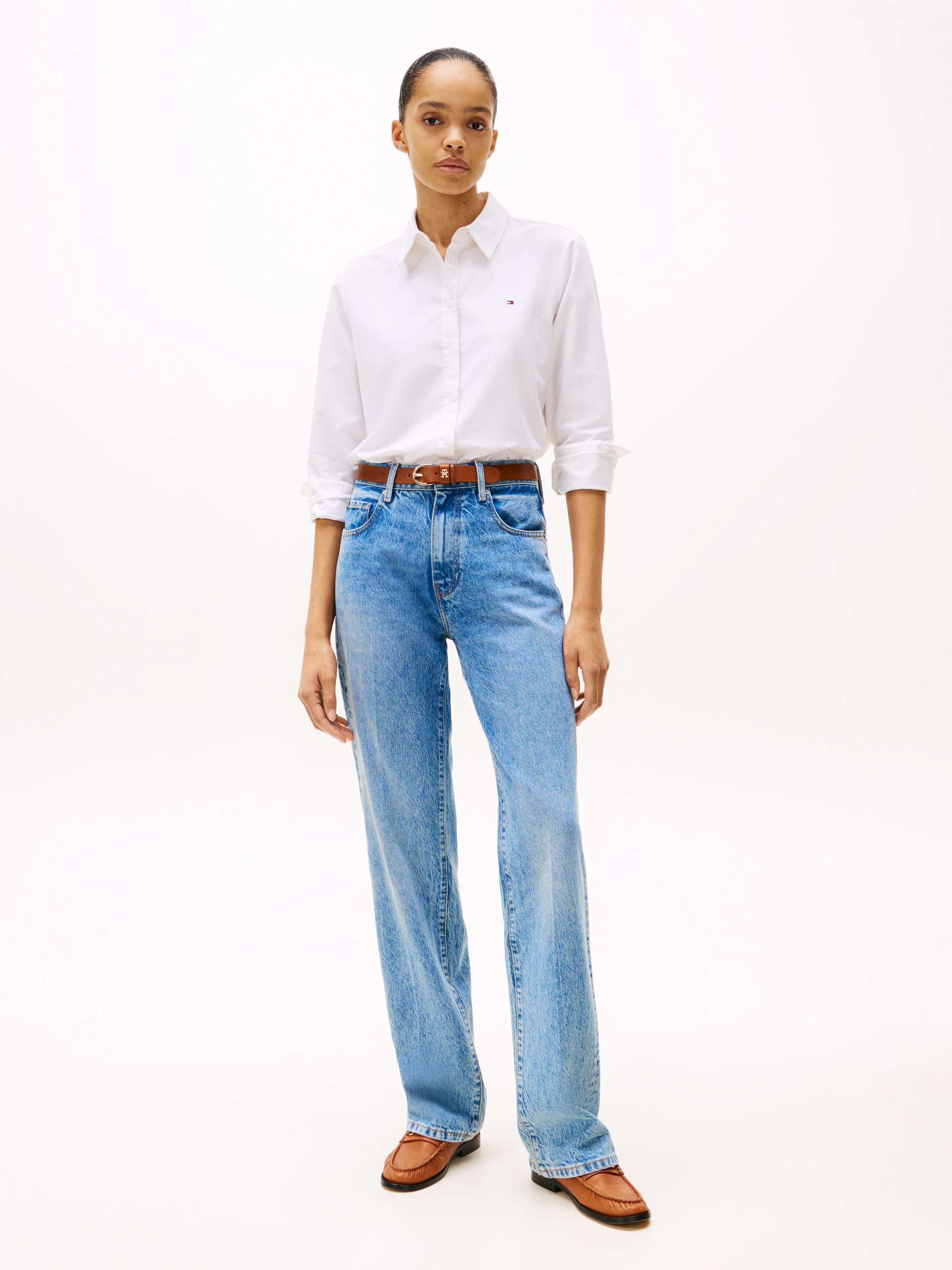 Tommy Hilfiger Hemdbluse »OXFORD RELAXED FIT SHIRT«, mit aufgestickter Flag