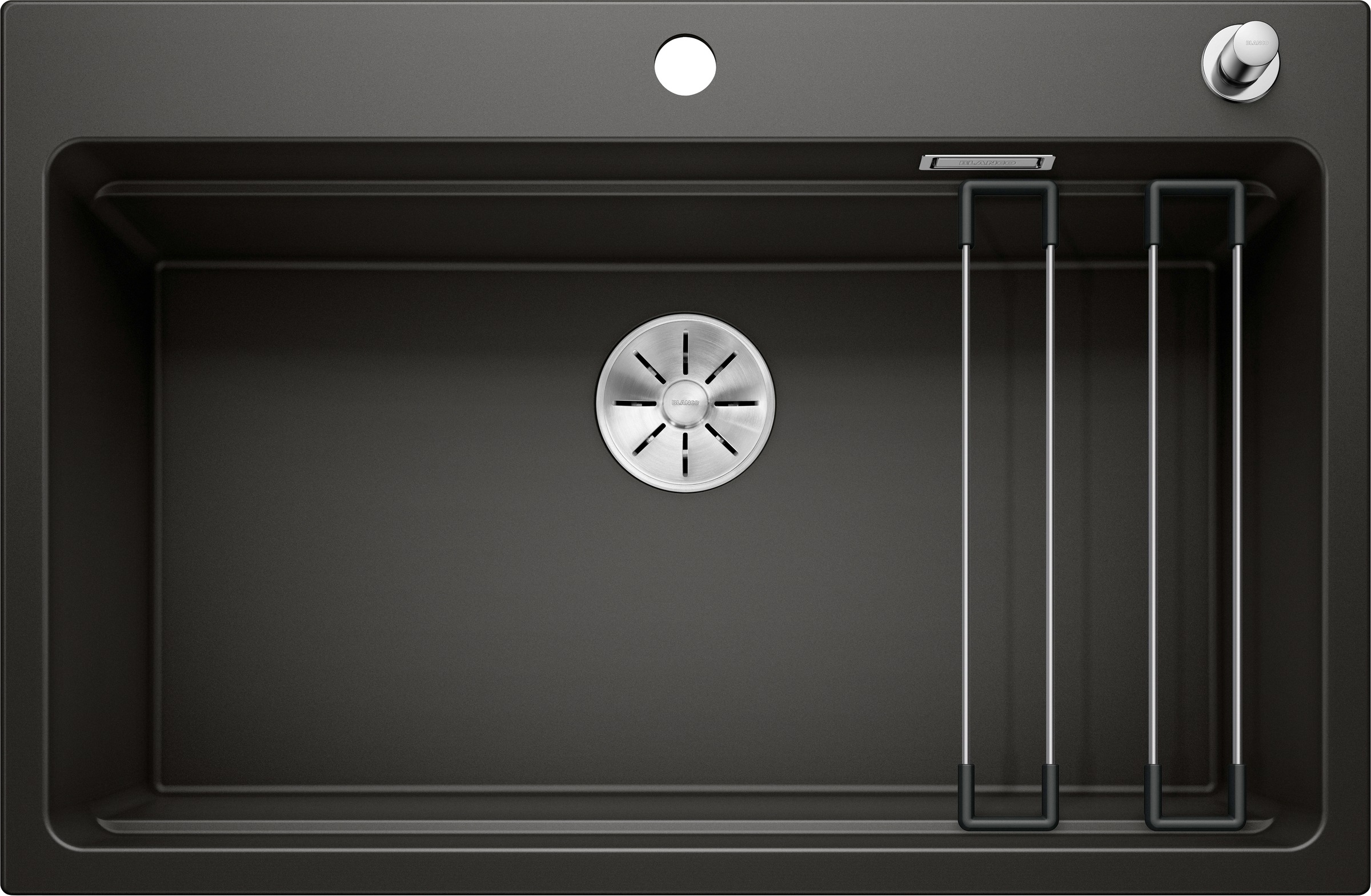 BLANCO Granitspüle "ETAGON 8", beidseitig, schwarz, Küchenspülen, inklusive 2 Gratis ETAGON-Schienen aus Edelstahl