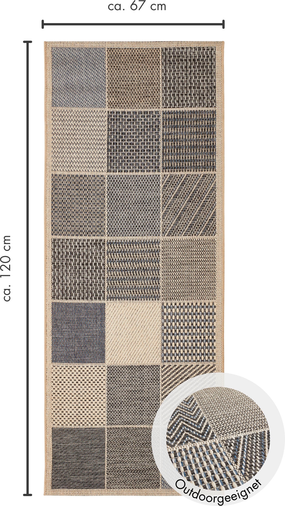 Andiamo Teppich »Clyde 2«, rechteckig, 5 mm Höhe, Flachgewebe, Patchwork Design, In- und Outdoor geeignet, Wohnzimmer
