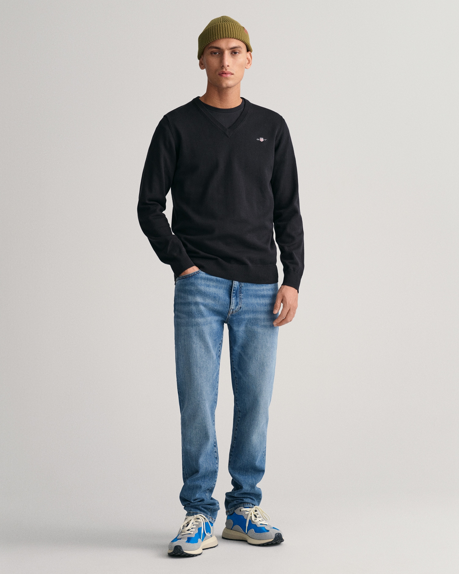 Gant V-Ausschnitt-Pullover »Classic Cotton V-Neck«, Premium Strickjersey aus weicher 100% Baumwolle, Übergangspullover