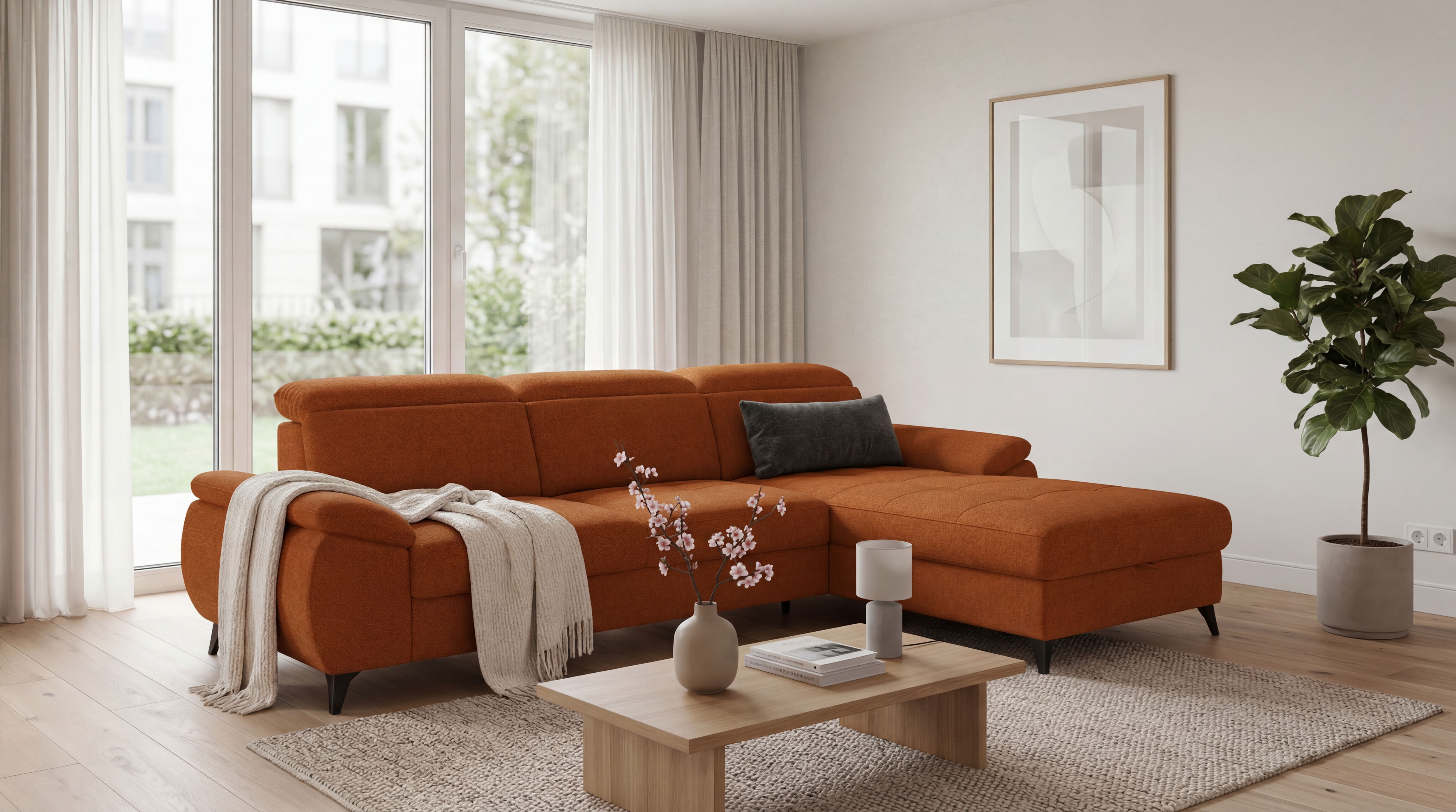 exxpo - sofa fashion Ecksofa "TAOS bequem, komfortabel durch Kopfteilverstellung, Breite 281cm" inkl. Bettfunktion und Bettkasten,toller Sitzkomfort, Steppung im Sitz