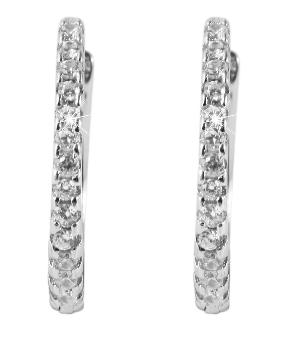 Paar Creolen ADELIA´S "Damen Creolen aus 925 Sterling Silber und Zirkonia Ø 10 mm", silber, Ohrringe, Damen, Damen, Silber 925 (Sterlingsilber) 8