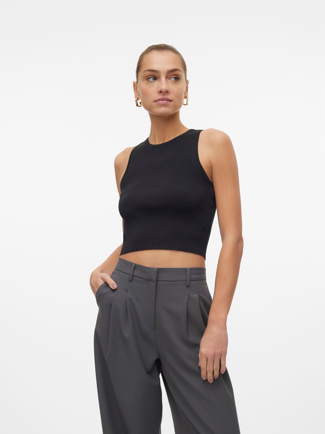 Vero Moda Strickpullover "VMGINNY SL O-NECK CROP TOP NOOS", Stricktop in ku günstig online kaufen