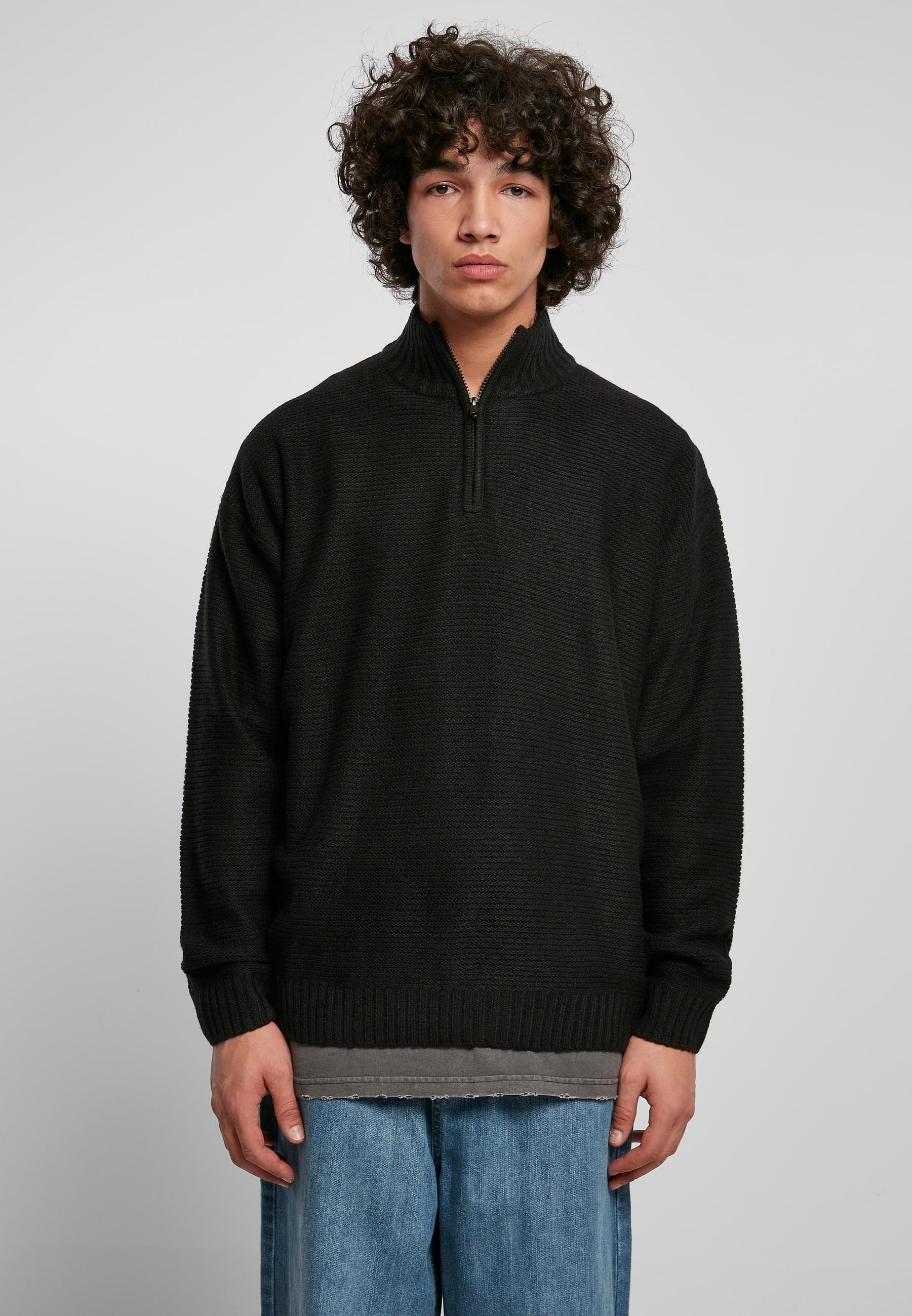 URBAN CLASSICS Sweater »Urban Classics Herren Knit Troyer«, (1 tlg.)