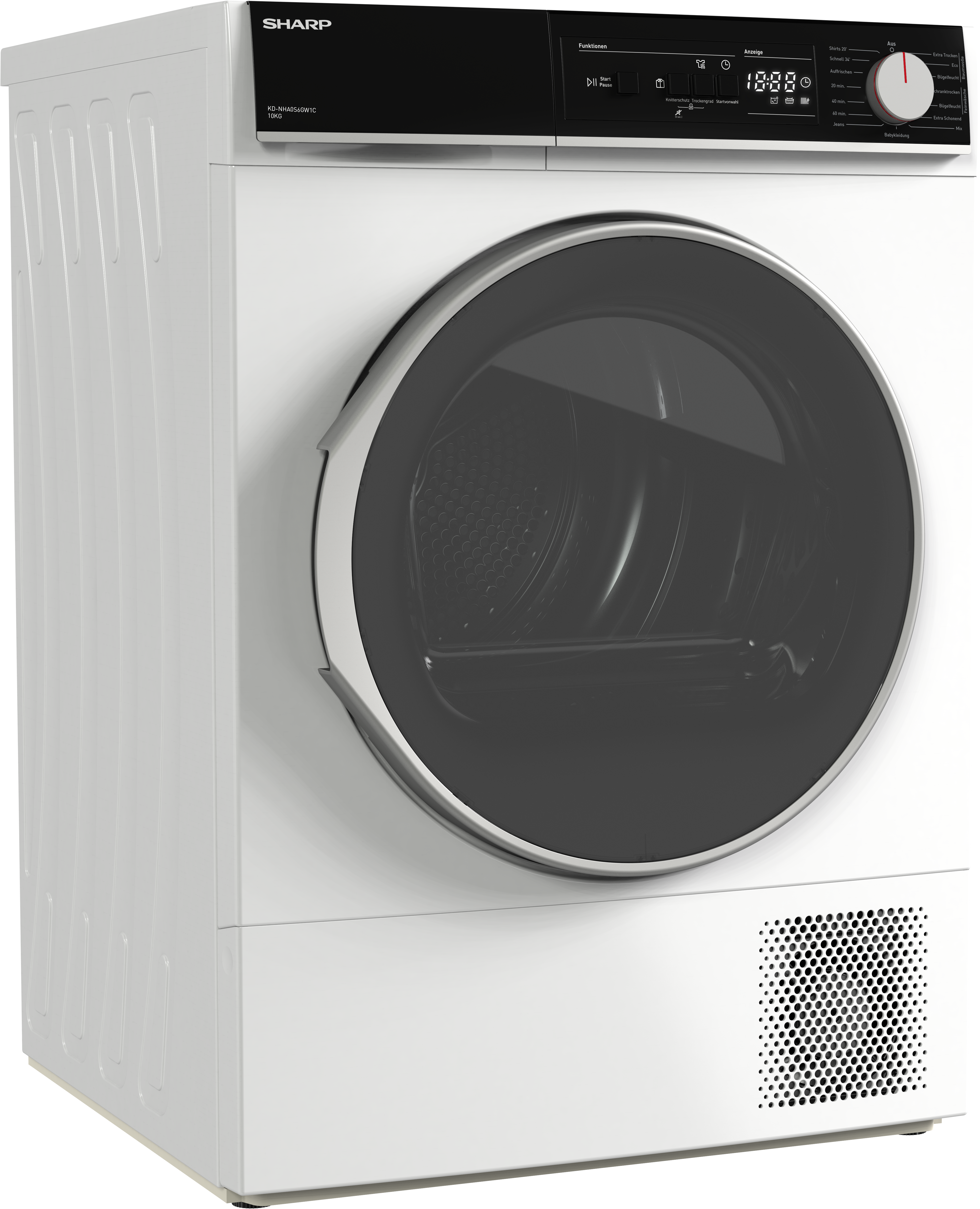 Sharp "KD-NHA0S6GW1C-DE" 10kg / EEK C / 3 Tasten / XL-Glas-Tür / weiss