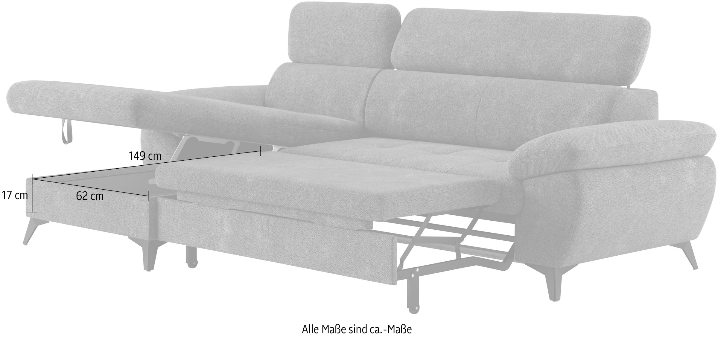 COTTA Ecksofa »Hudson L-Form«, mit Kopfteilverstellung, wahlweise mit Bettfunktion & Bettkasten