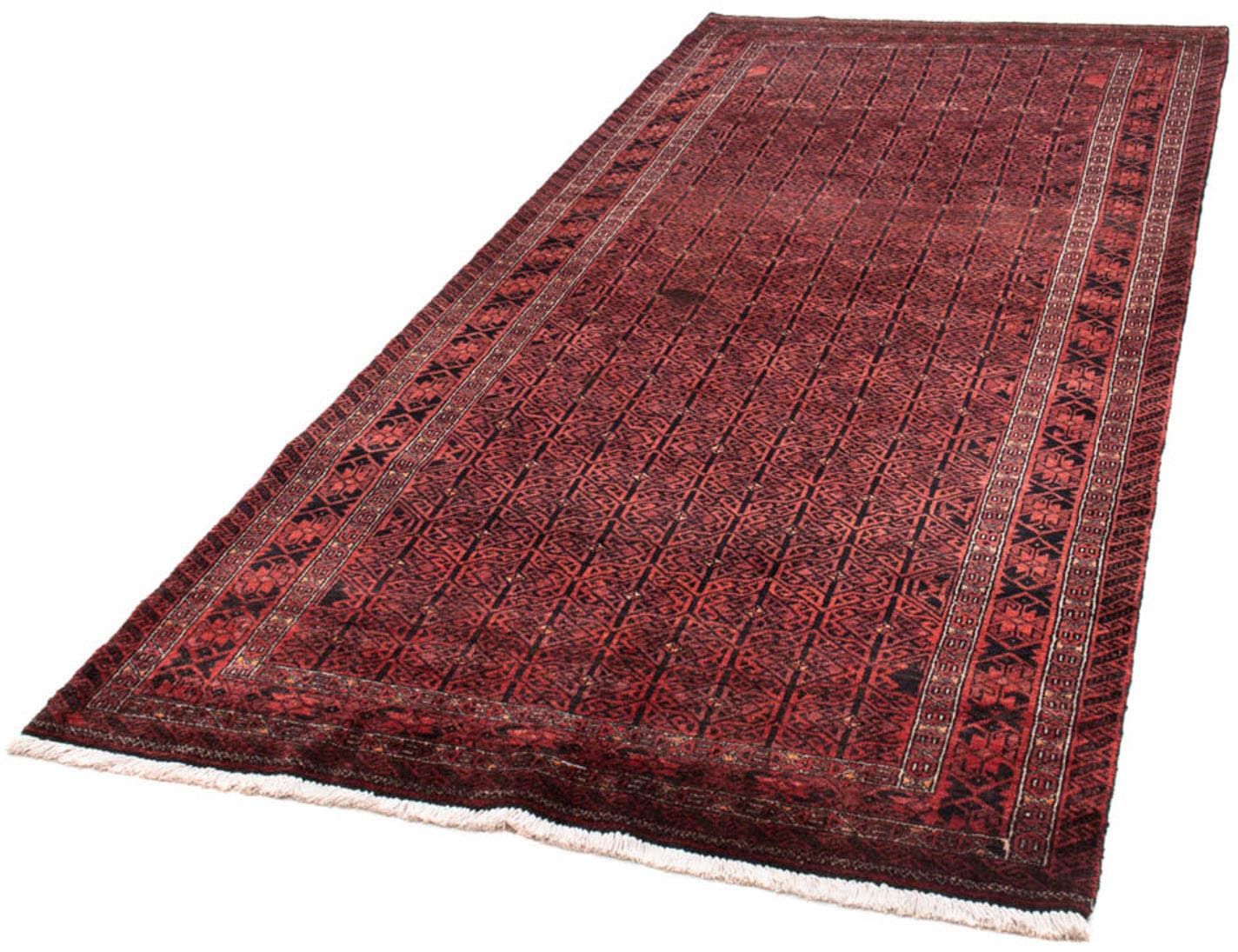 morgenland Hochflor-Läufer "Belutsch Durchgemustert Rosso scuro 248 x 117 cm", rechteckig, Handgeknüpft