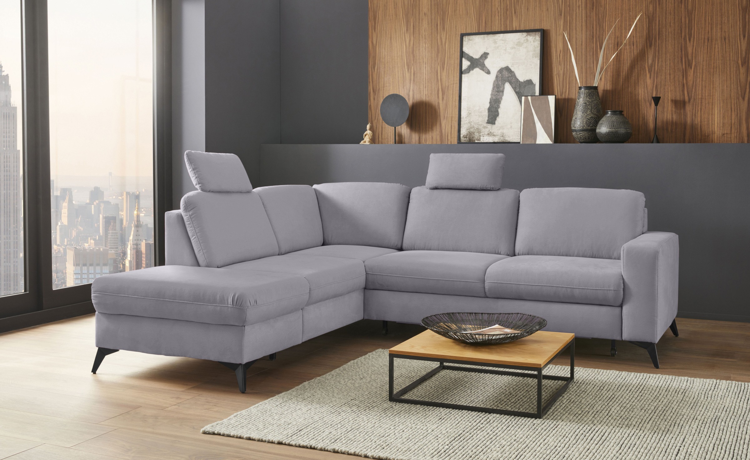 Home affaire Ecksofa "Lolland L-Form" Wahlweise mit Schlaffunktion und Stauraum, auch mit abwischbarem Bezug
