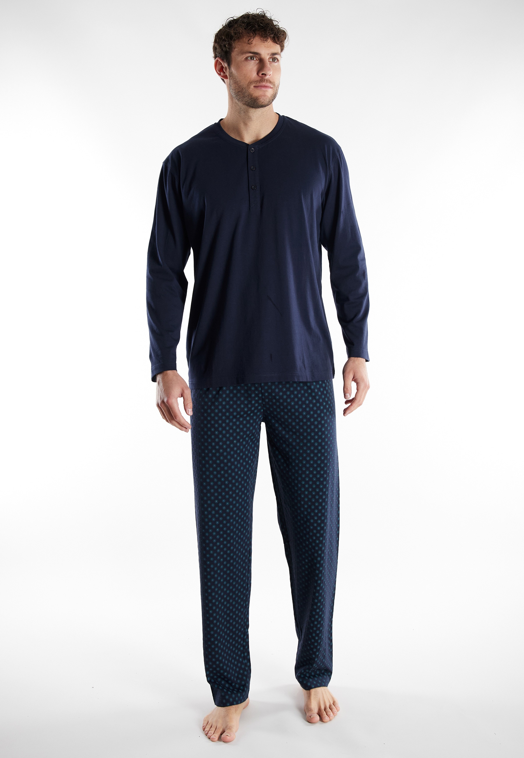 GÖTZBURG Schlafanzug "Volos", 2 Stk. Langarm, Rundhalsausschnitt, lange Hos günstig online kaufen
