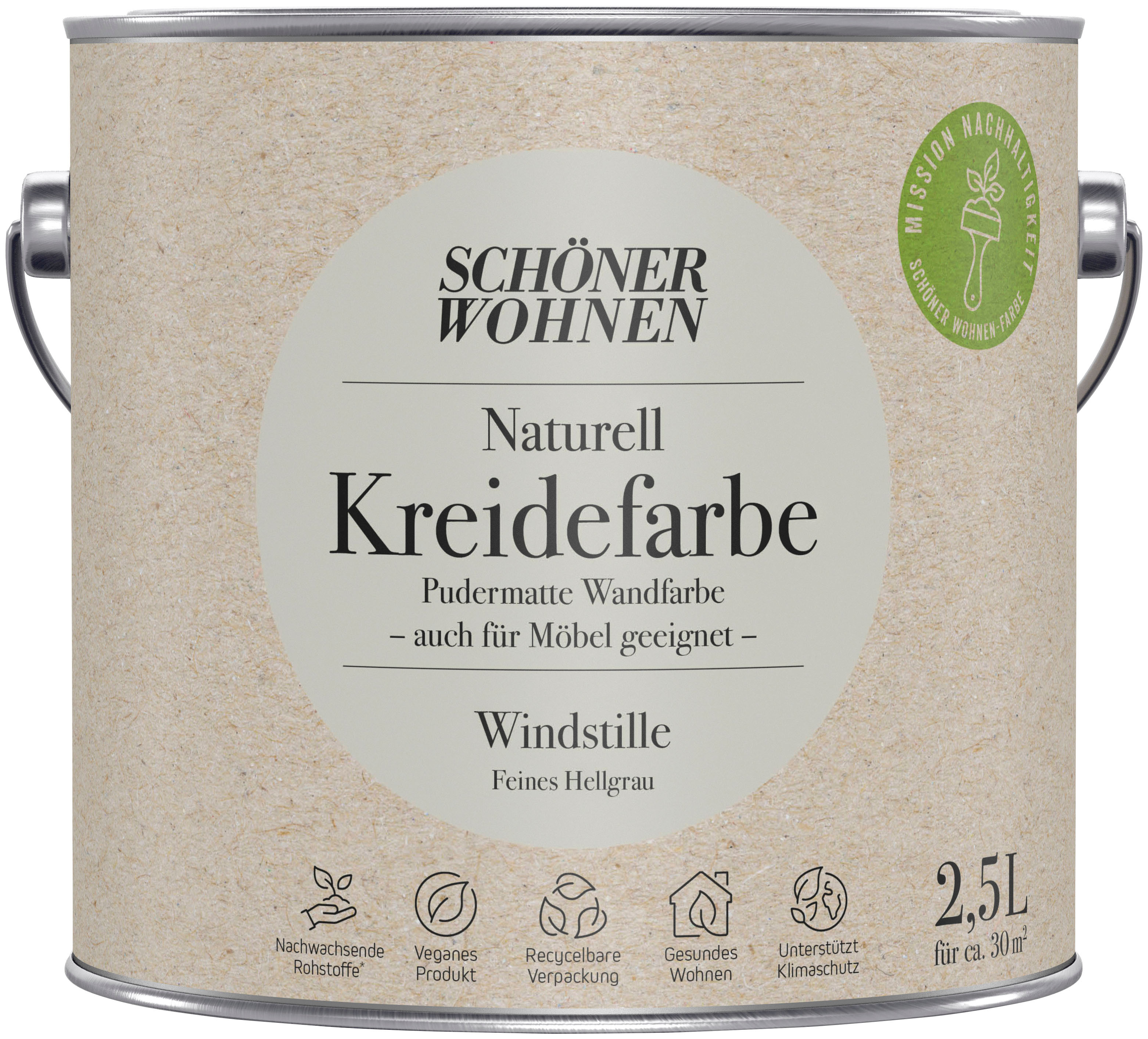 Wand- und Deckenfarbe »Naturell Kreidefarbe«, 2,5 Liter, pudermatt, auch für Möbel...