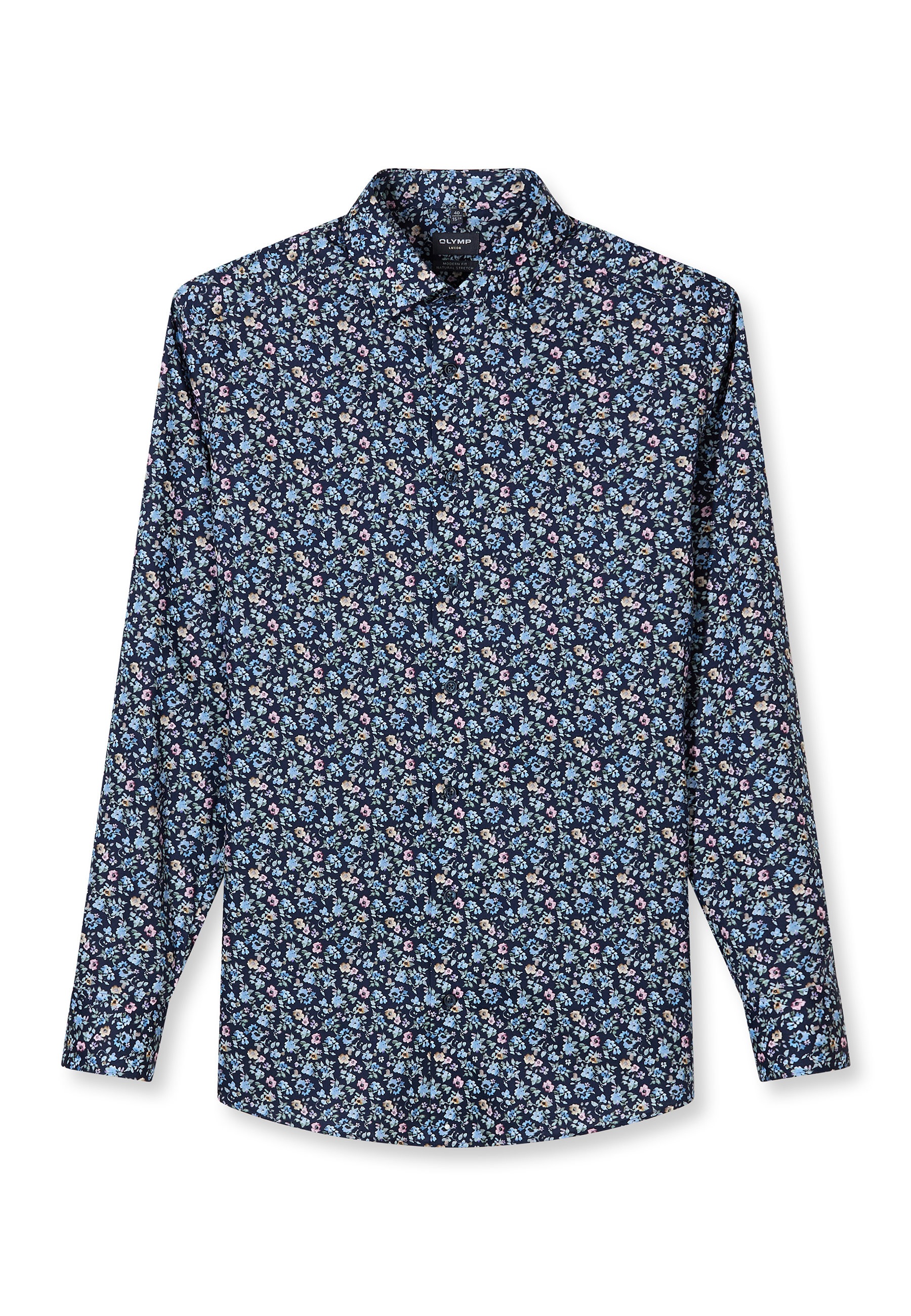 OLYMP Herren Businesshemd "OLYMP Luxor, modern fit, Stehkragen"marine, Gr. 37, 100% Baumwolle, Hemden