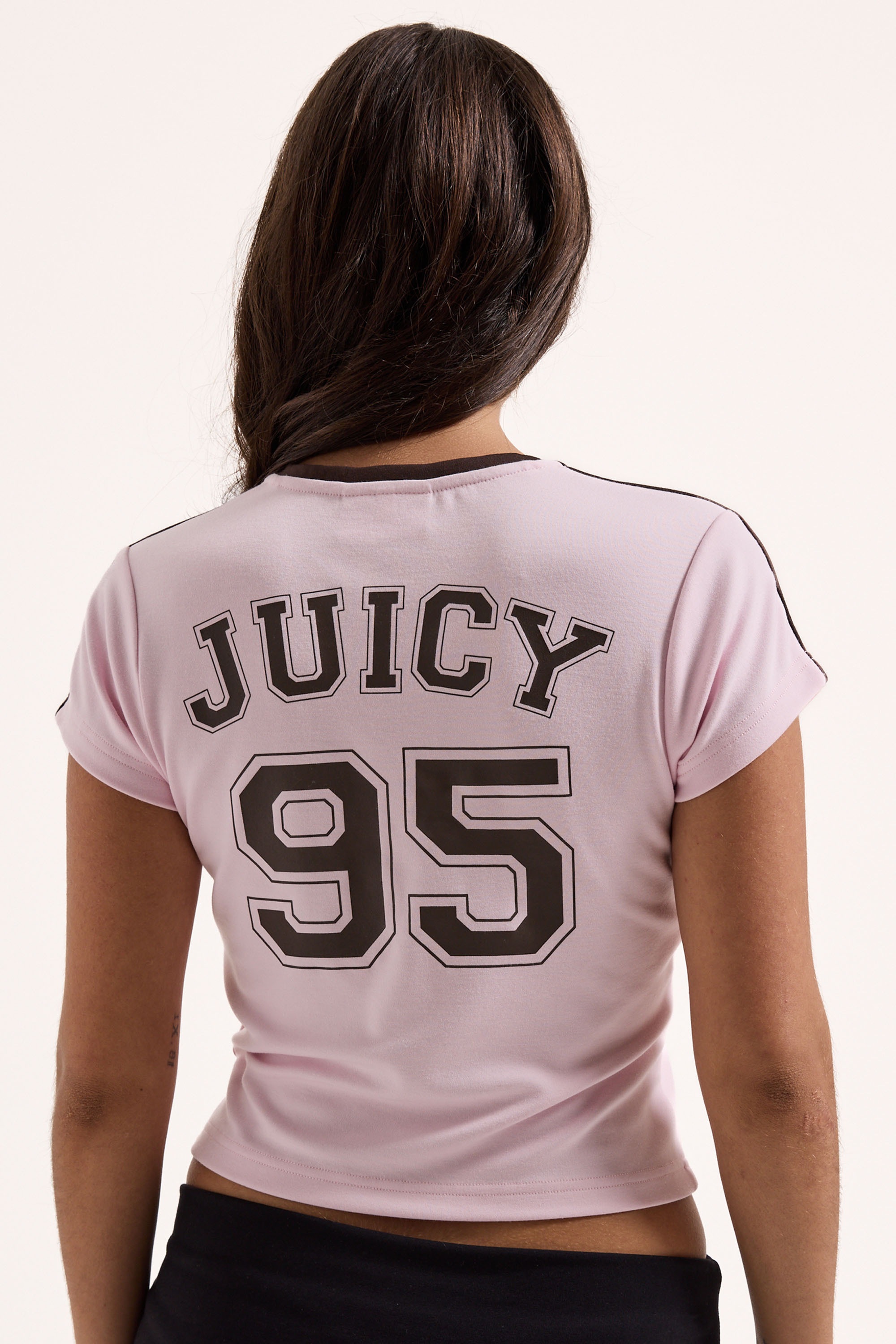 Juicy Couture T-Shirt »JUICY WAG V NECK TSHIRT. Damen« T-Shirt Damen, Schriftzug, Sportshirt, Logoprint, Teamtrikot, Sale