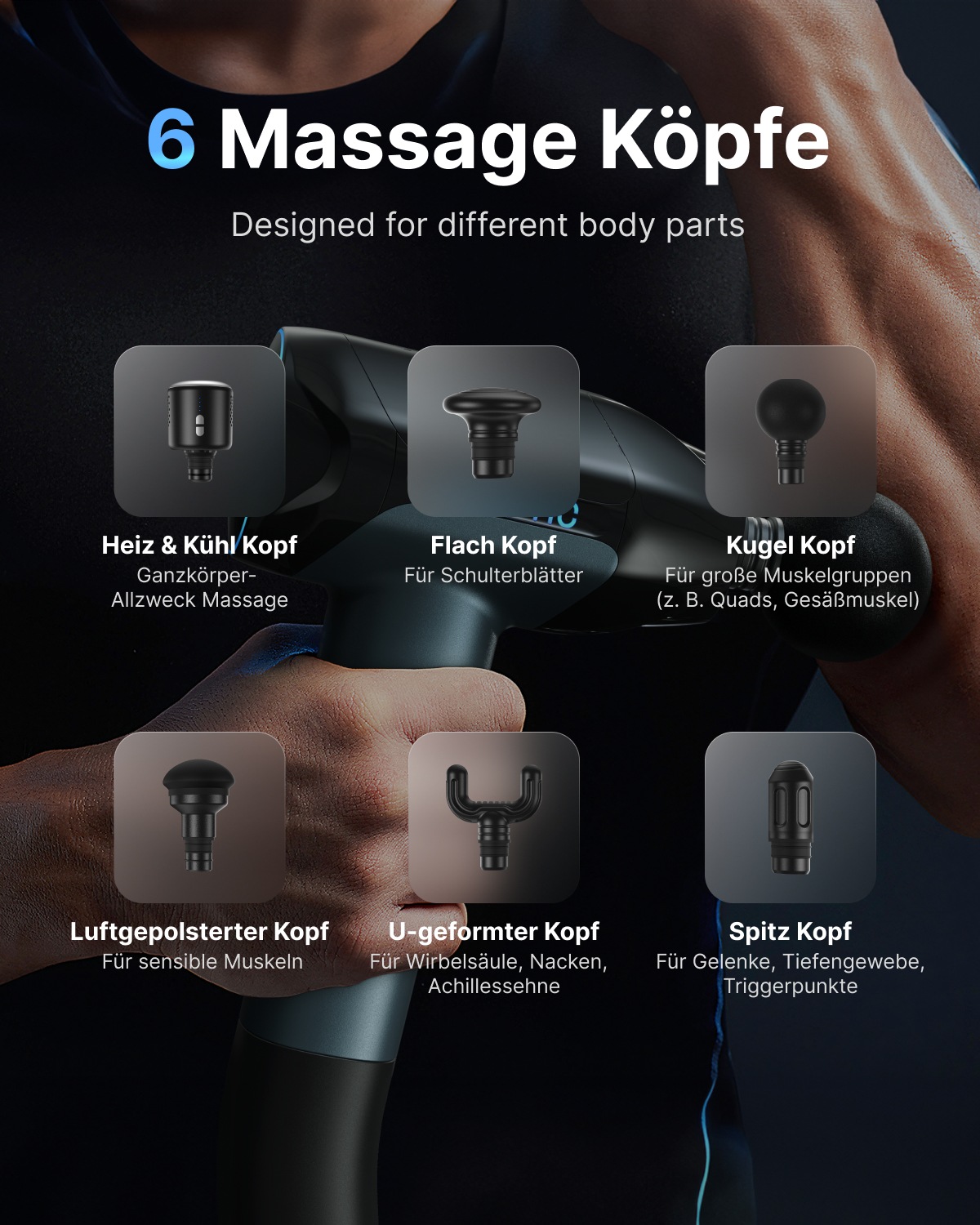 Thumbnail - Renpho Massagegerät "Reach 2 Massage Pistole" Temperaturgezielte Entlastung der Muskeln