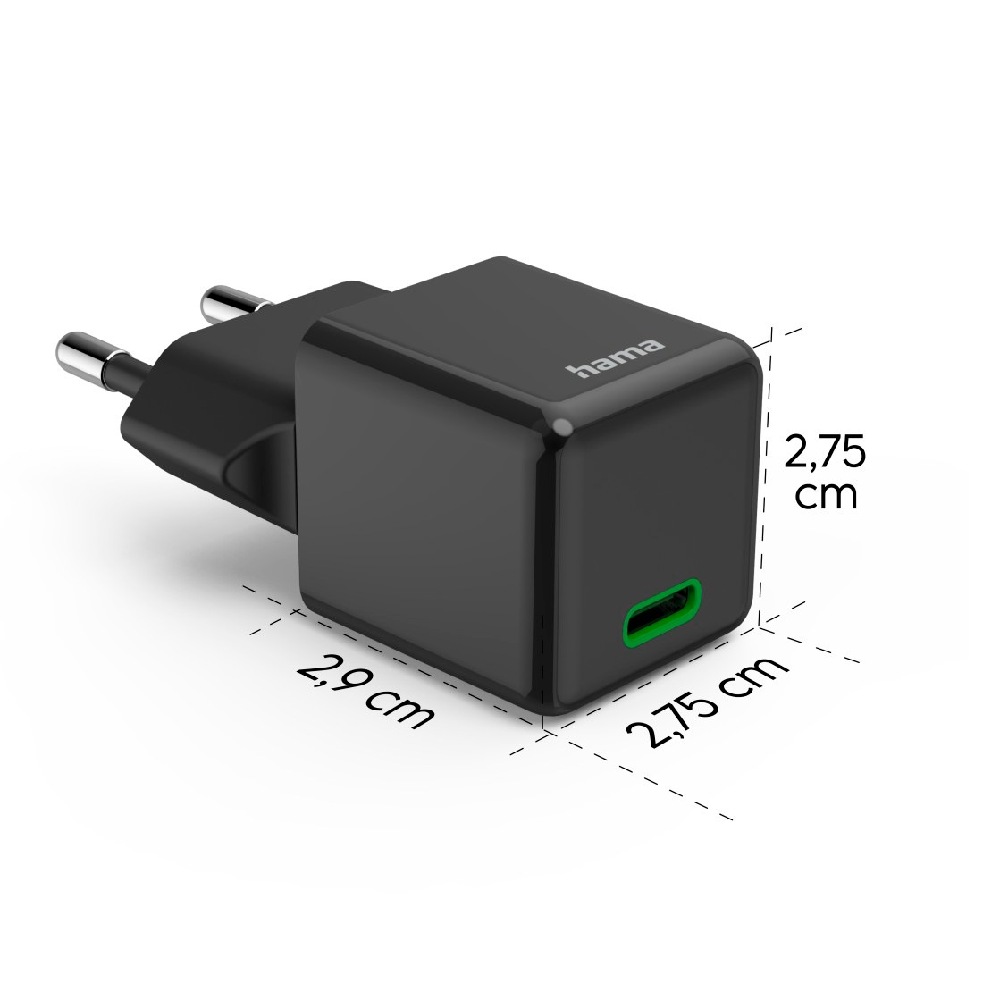 Hama Schnelllade-Gerät »Schnellladegerät (USB-C, PD/QC, extraklein 2,9 x 2,75 x 2,75 cm, 20 W)«, (1 St.)