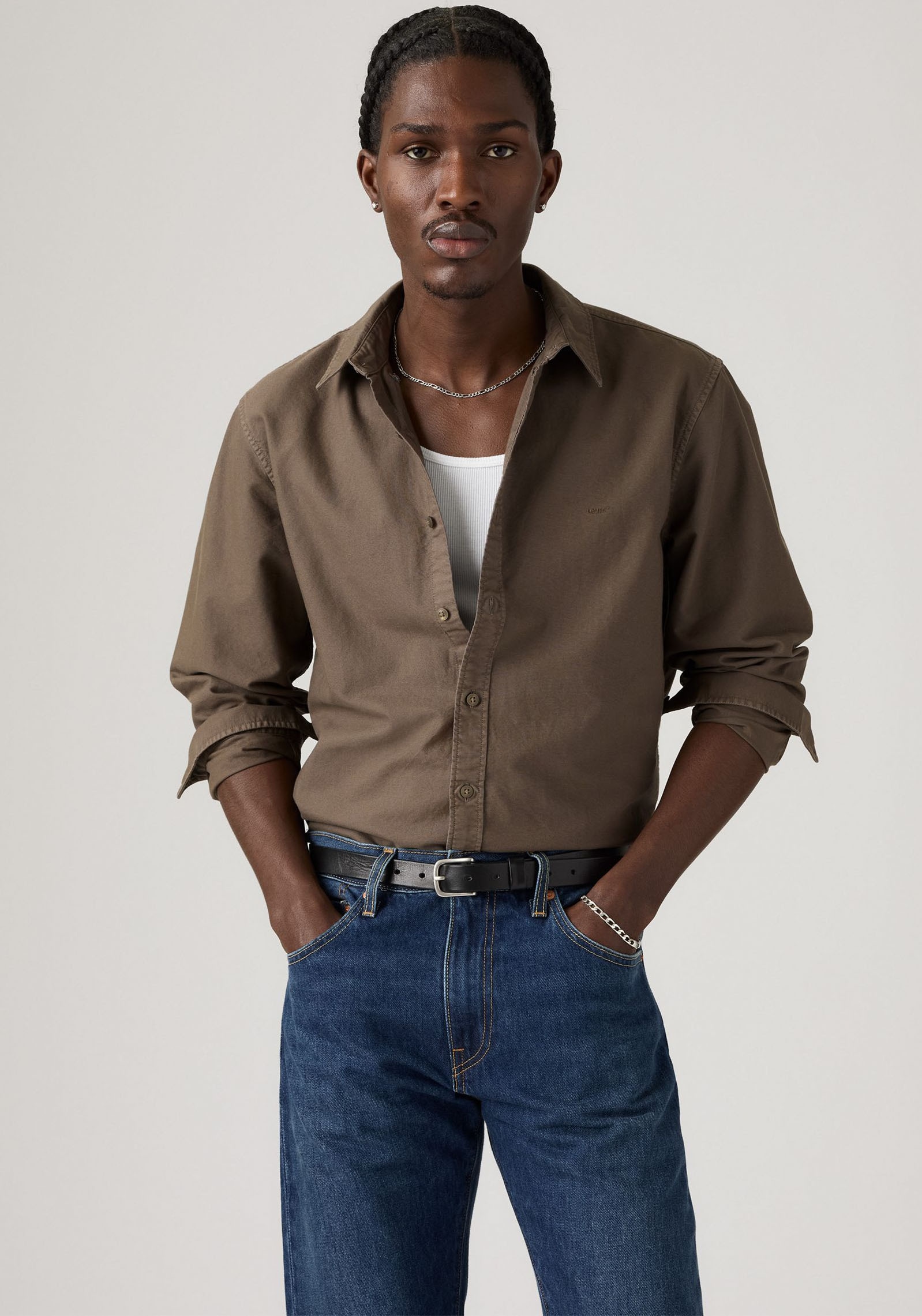 Levis Langarmhemd "AUTHENTIC BUTTON DOWN", mit Ton-in-Ton Logostickerei auf günstig online kaufen