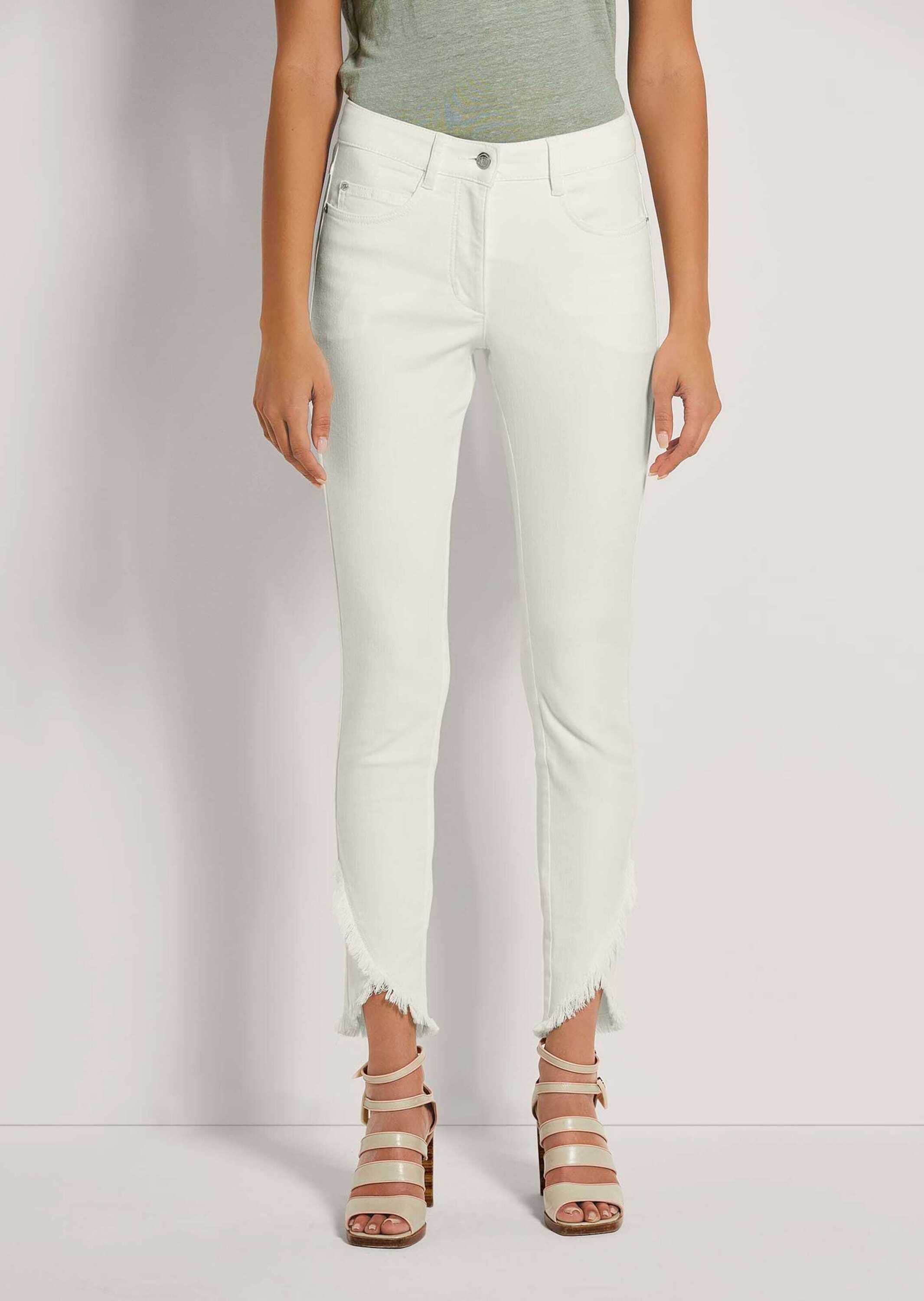 MADELEINE Regular-fit-Jeans »Jeans Verkürzte 5-Pocket-Hose mit Fransen«