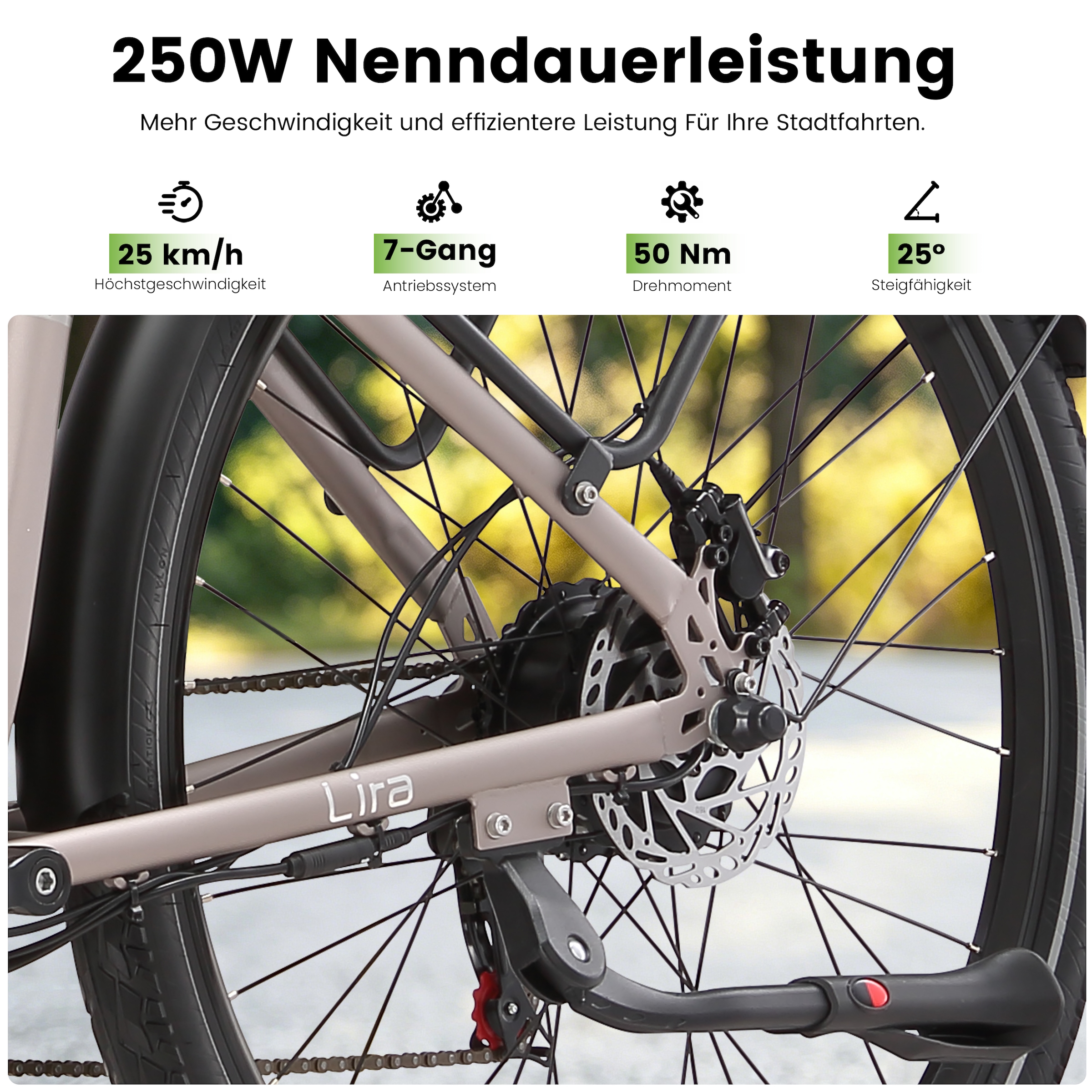 Maxtron »Maxtron Lira 28" City-E-Bike« 7 Gang Shimano Kettenschaltung Heckmotor 250 W (mit integr. Akku), Elektrofahrrad für Alltag und Einkauf