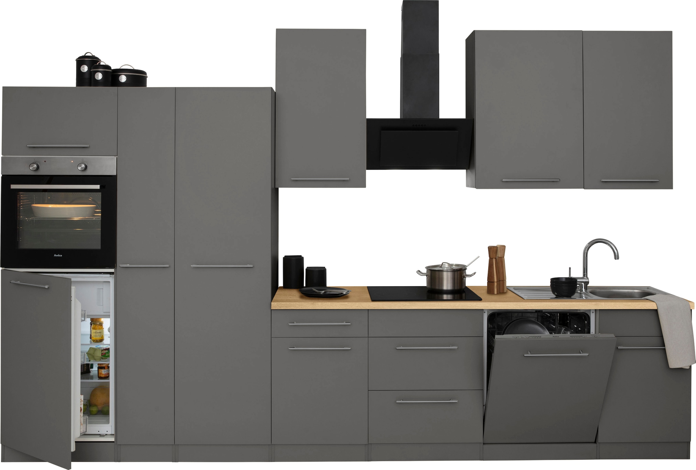 wiho Küchen Küchenzeile »Unna« mit E-Geräten, Breite 360 cm